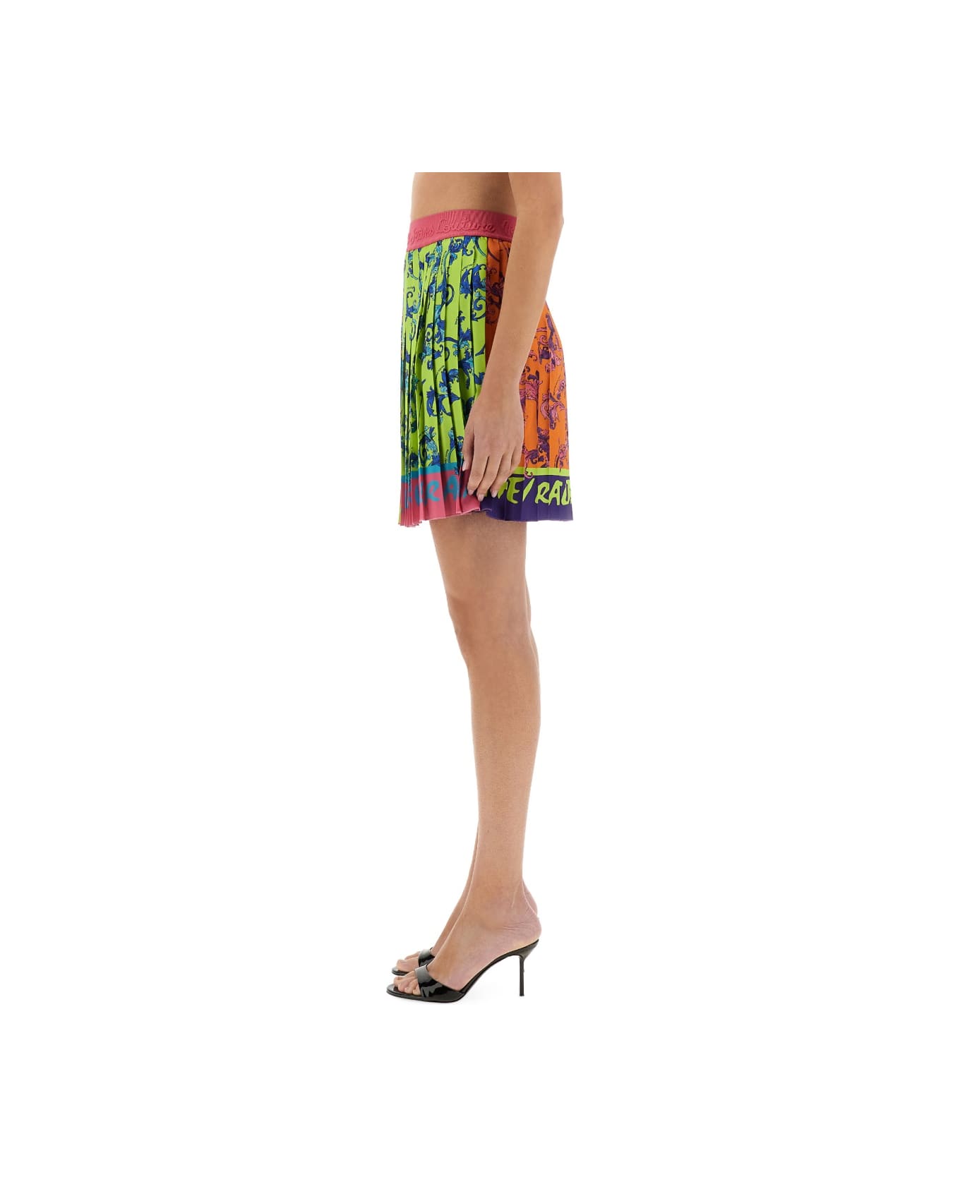 Versace Jeans Couture "outline Baroque" Mini Pleated Skirt - MULTICOLOUR