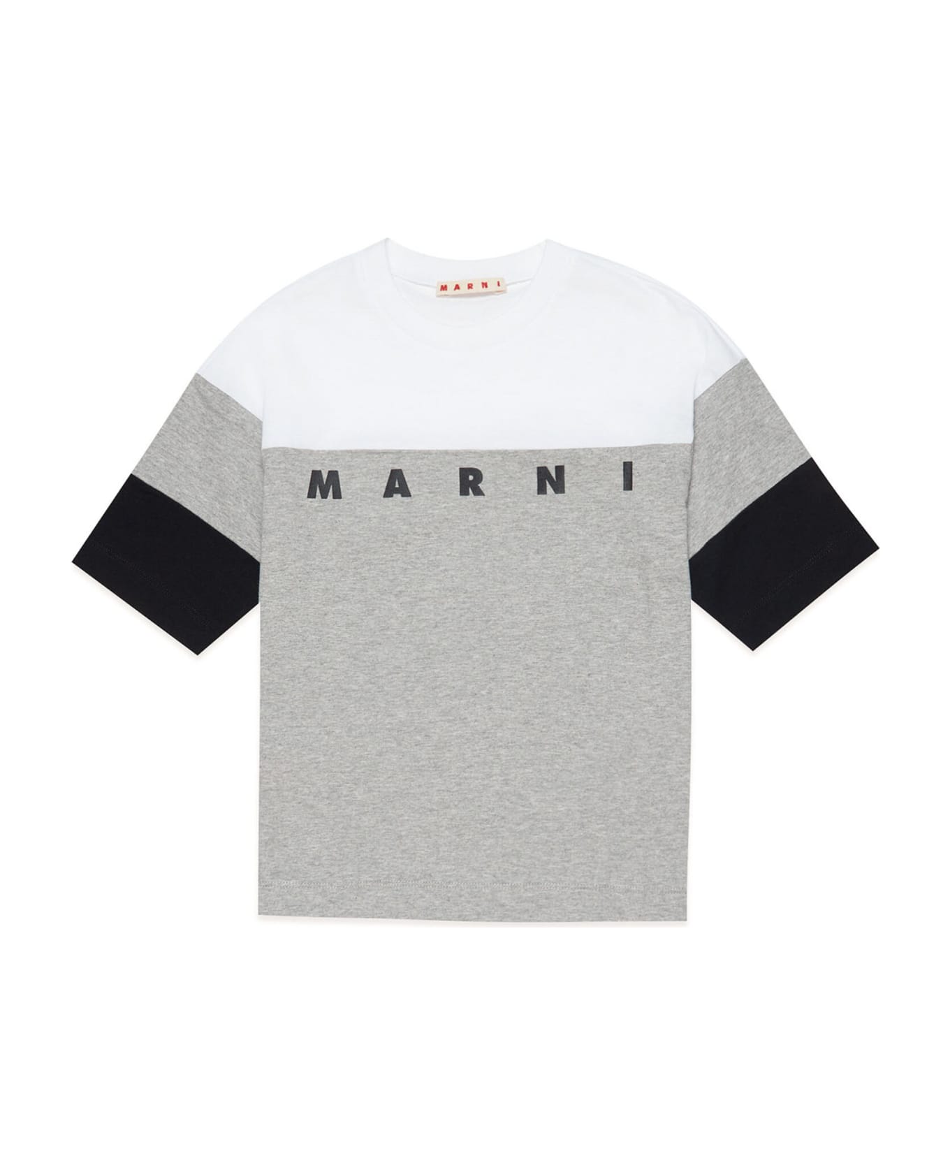 Marni Mt152u T-shirt Marni Grey T-shirt In Jersey Colour Block - Inox gray melange