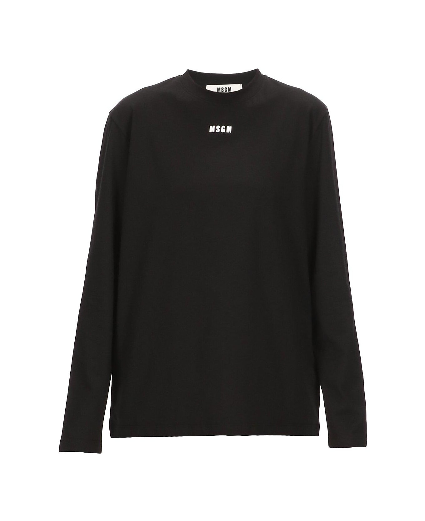 MSGM Logo Printed Long-sleeved T-shirt - Black