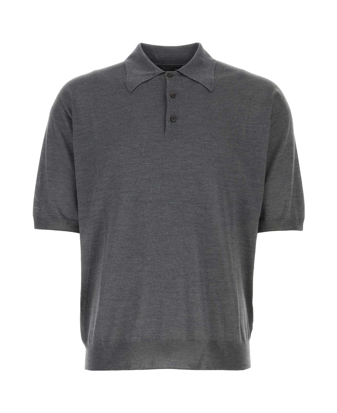 Prada Dark Grey Silk Polo Shirt - ARDESIA