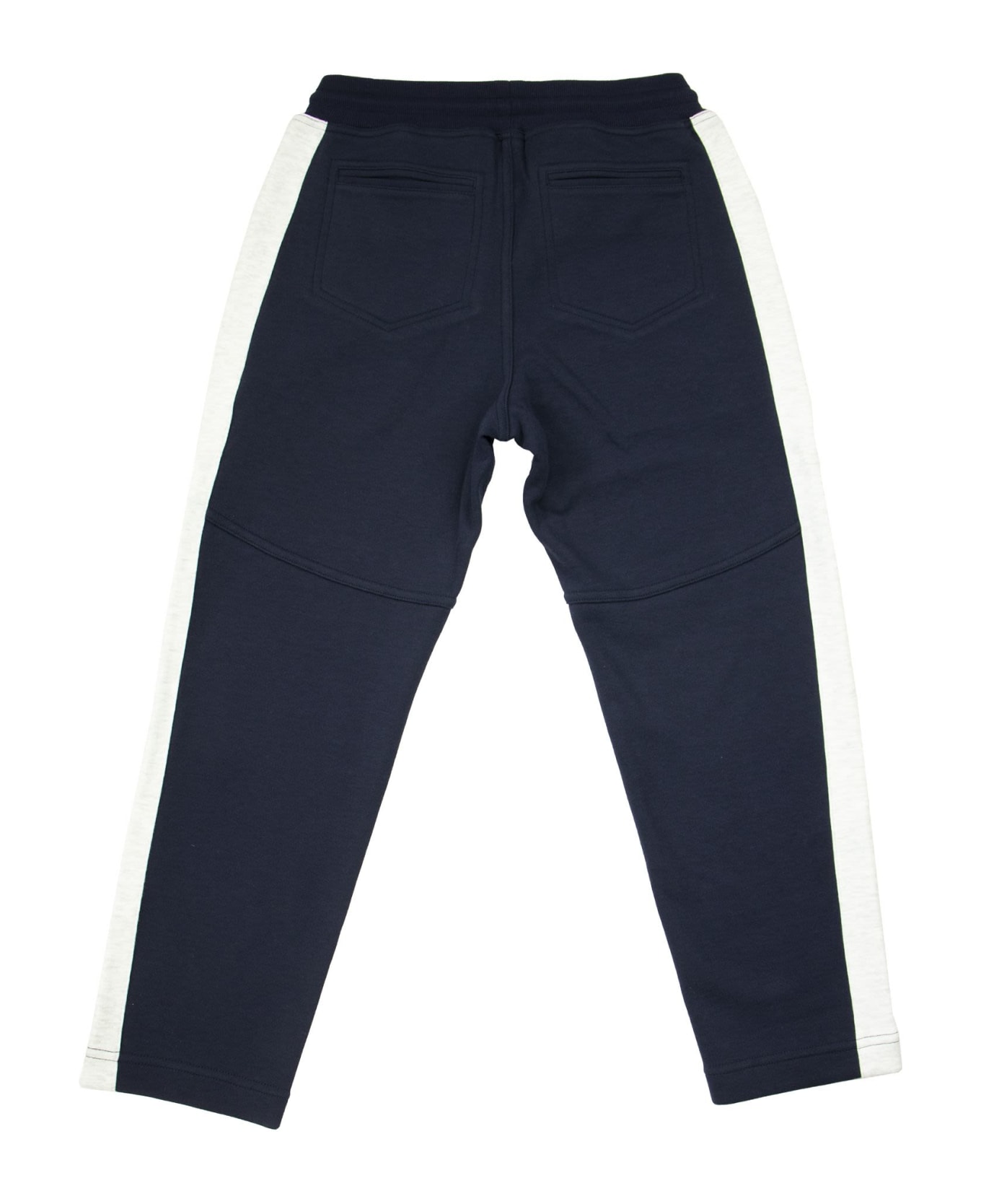 Brunello Cucinelli Techno Cotton French Terry Sweatpants With Badge - Blue ボトムス