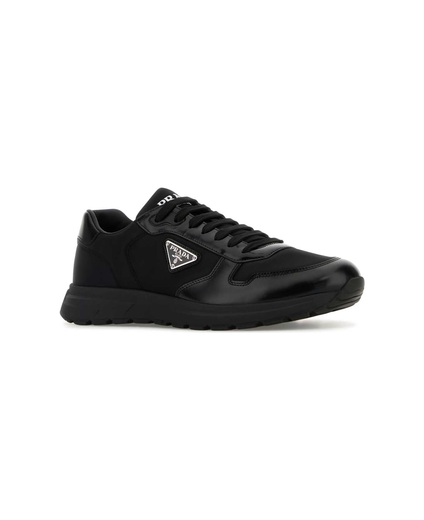 Black Nylon And Leather Prax 2.0 Sneakers - Thumbnail 1