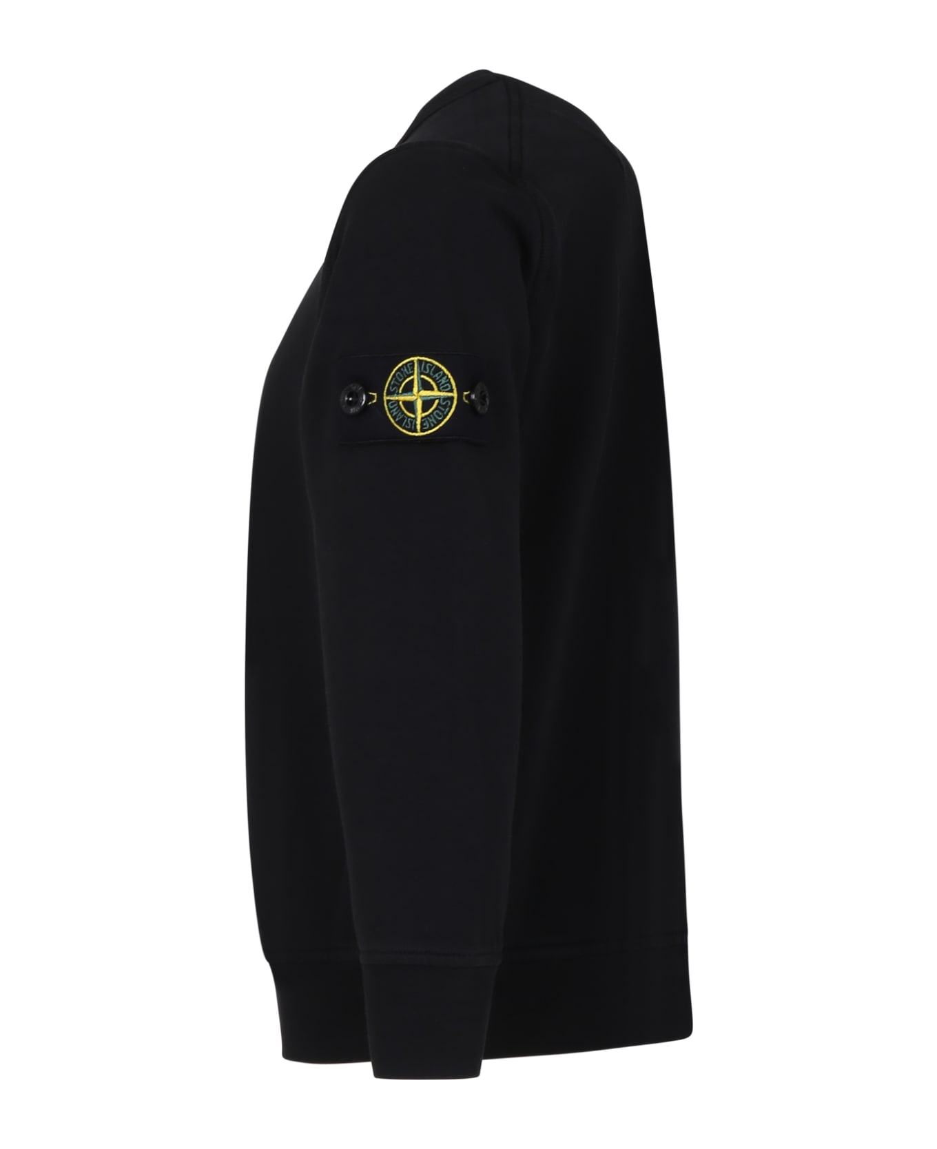 Stone Island Junior Black Sweatshirt For Boy With Iconic Logo - Black ニットウェア＆スウェットシャツ