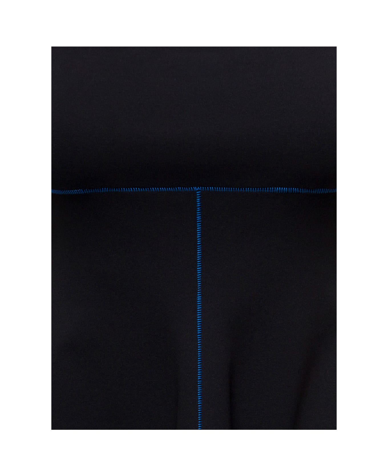Marni Mini Black Flared Dress With Contrasting Stitching In Stretch Fabbric Woman Marni - Black