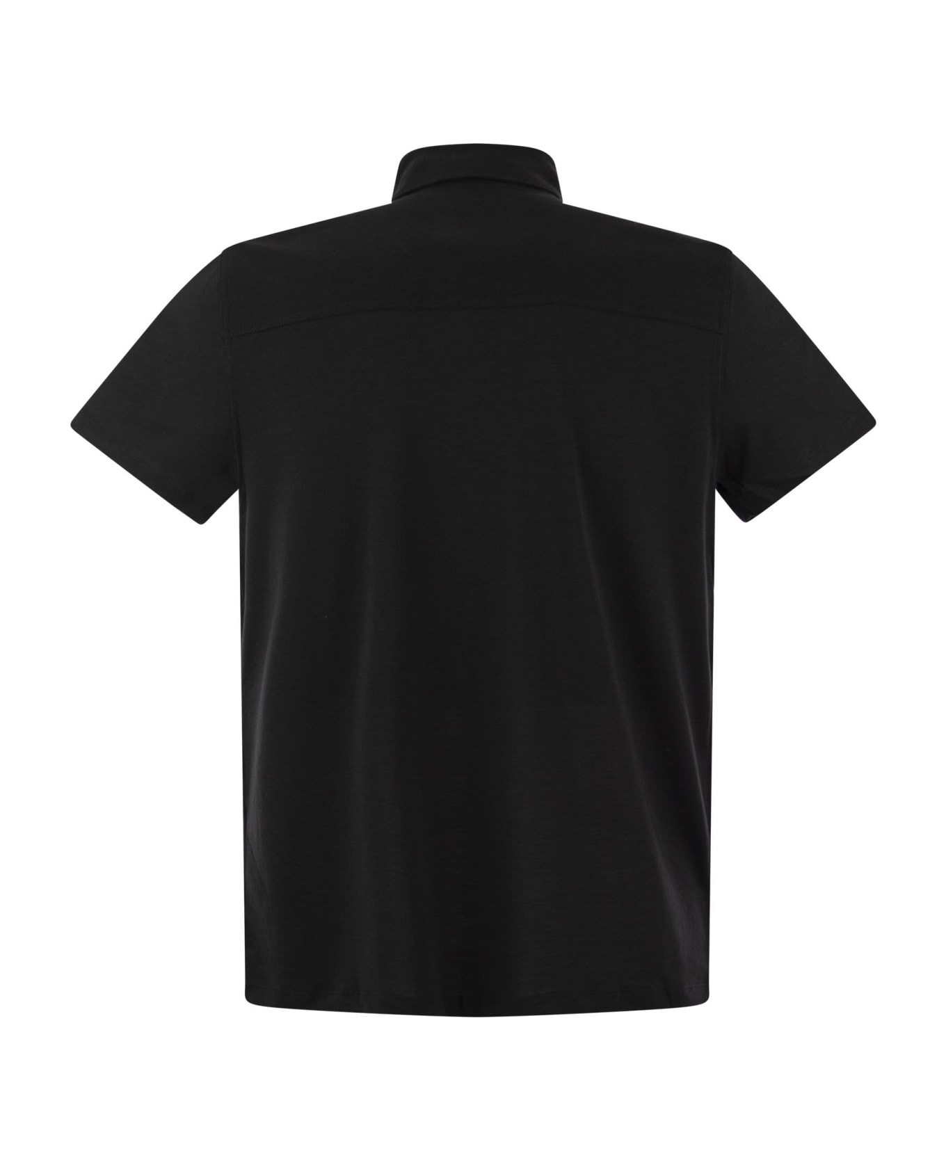 Majestic Filatures Short-sleeved Polo Shirt In Lyocell - Black ポロシャツ