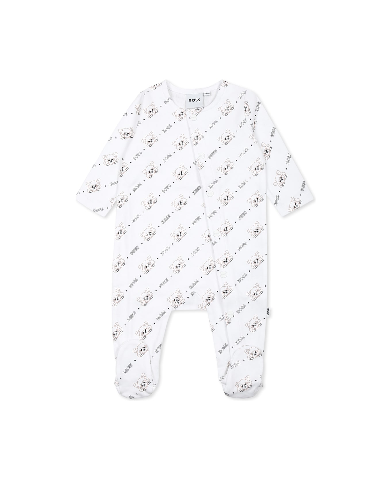 Hugo Boss White Babygrow Set For Baby Boy With Logo - White