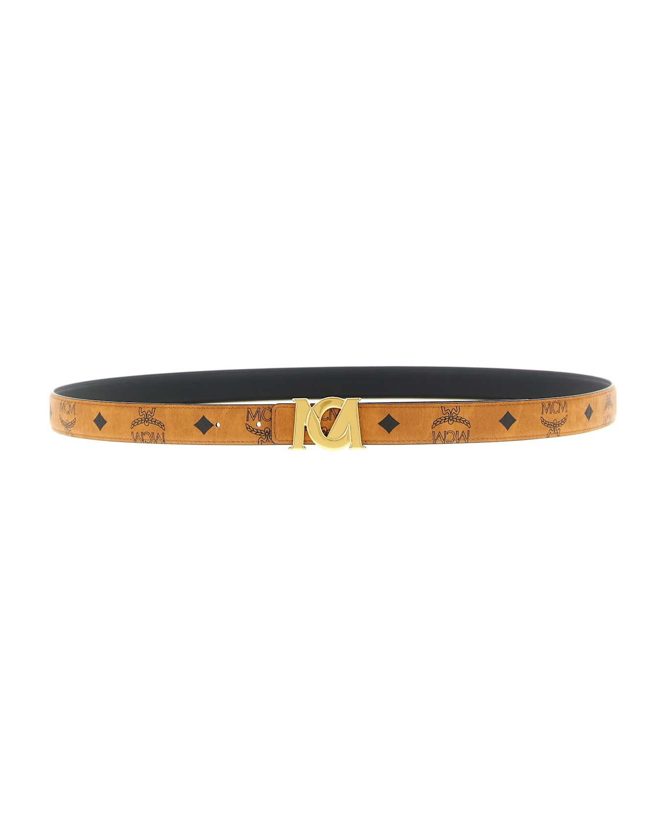 MCM Logo Buckle Belt - Brown
