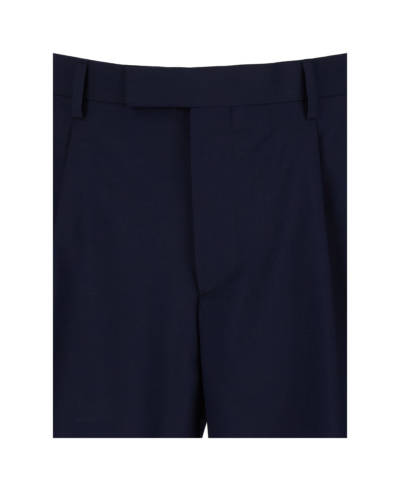 Lardini Blue Sartorial Bermuda Shorts With Pleated Details In Wool & Cotton Blend Man - Blu ショートパンツ