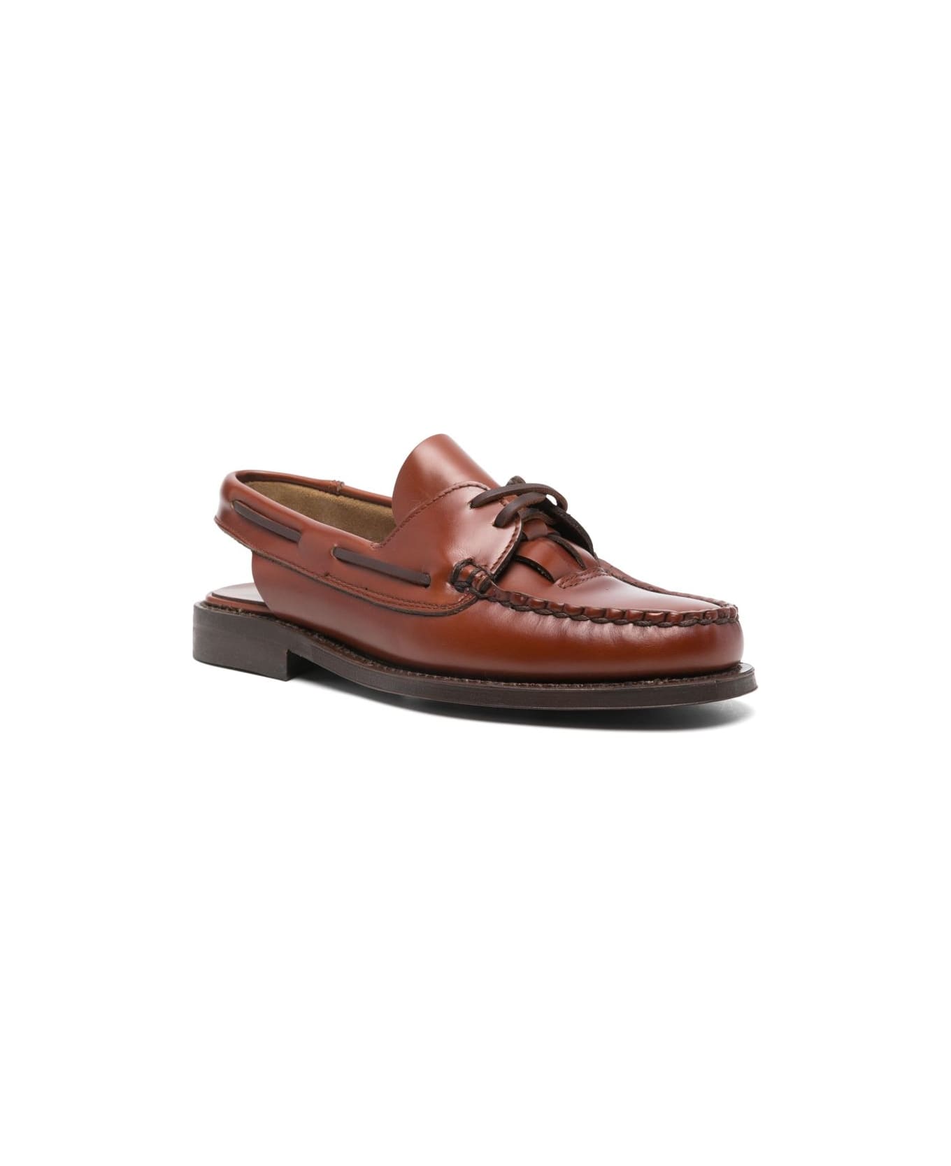 Hereu Saler Leather Slingback Loafers - Leather Brown