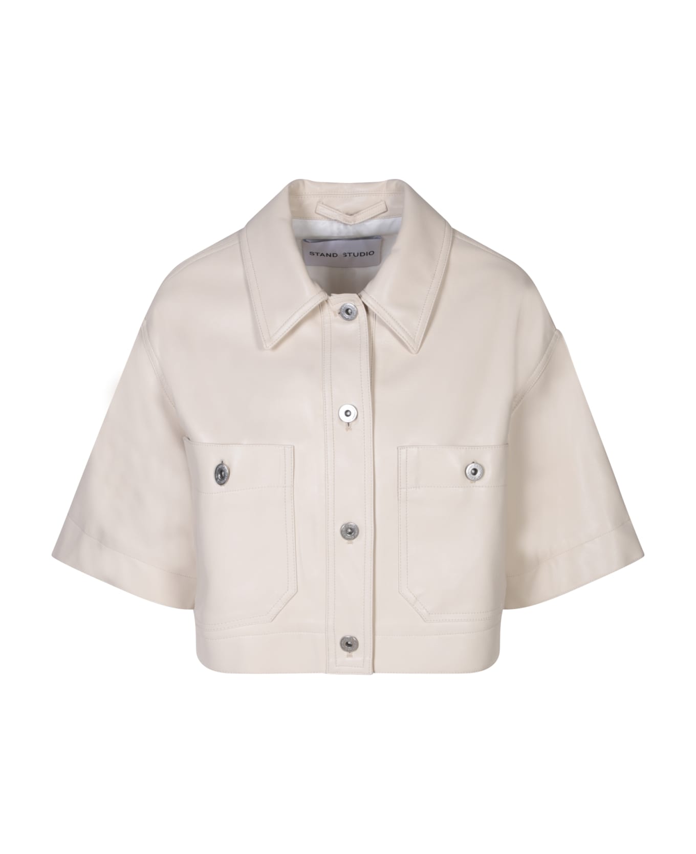 STAND STUDIO Ivory Faux Leather Shirt By Stand Studio - White シャツ