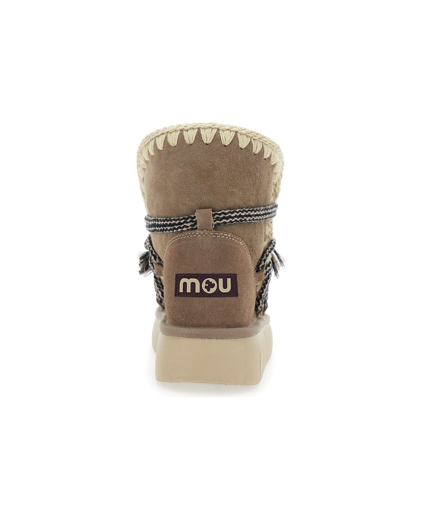 Mou Grey Ankle Boots With Lace Closure And Tassel Detail In Leather Woman - Grey