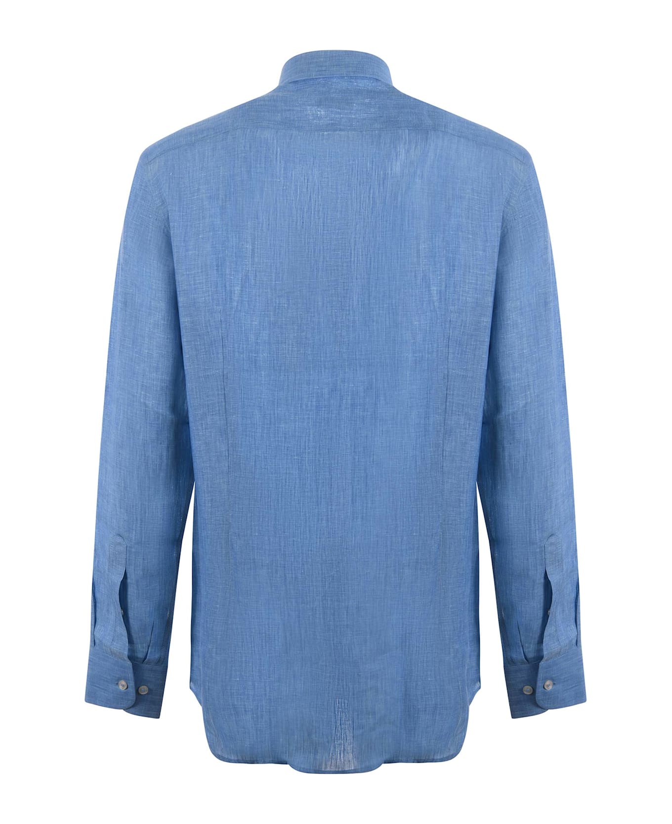 Etro Pegaso-embroidered Long-sleeved Shirt - Clear Blue