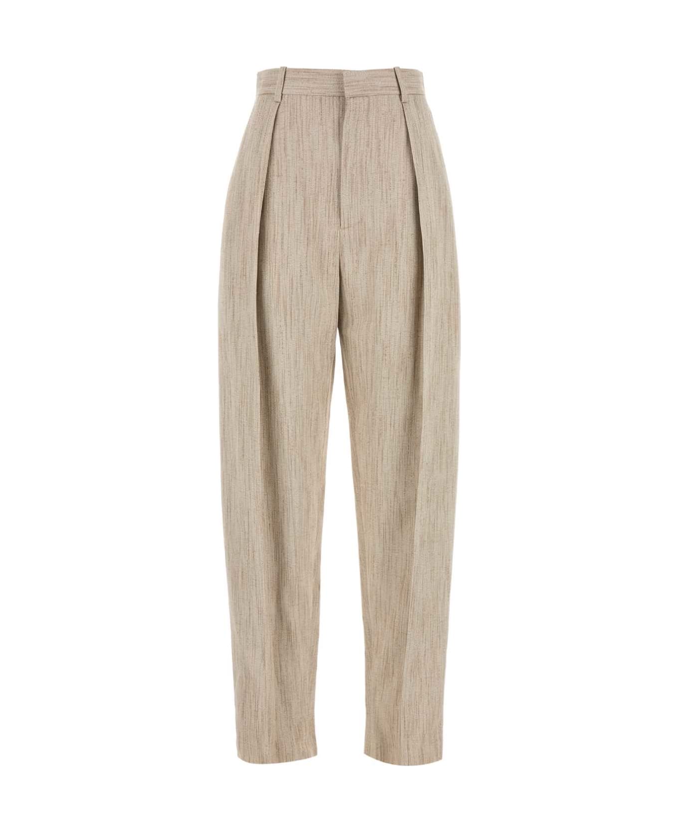 Bottega Veneta Melange Beige Viscosa Blend Pant - GREYPUTTY