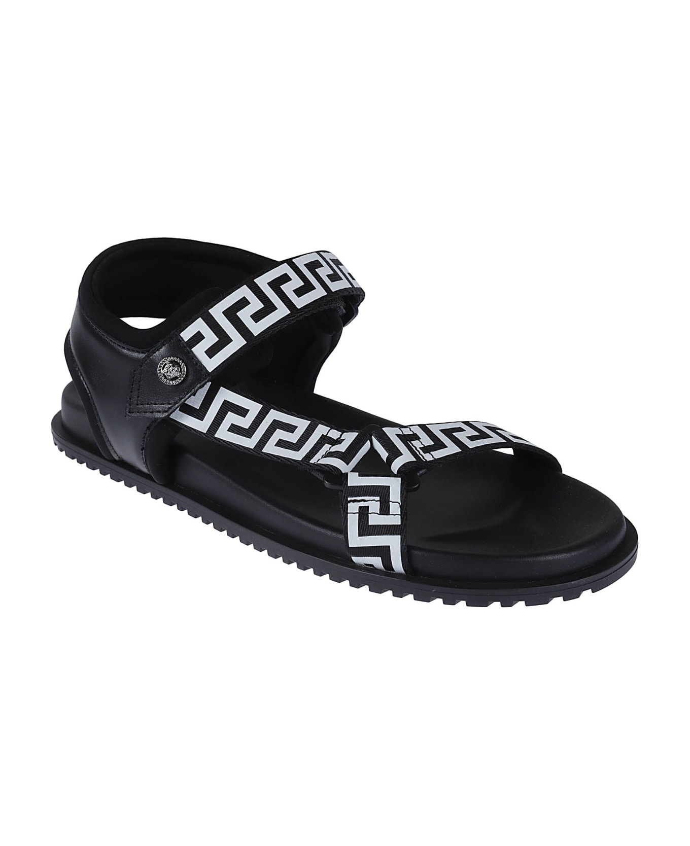 Versace Ankle Strap Sandals - Black/White