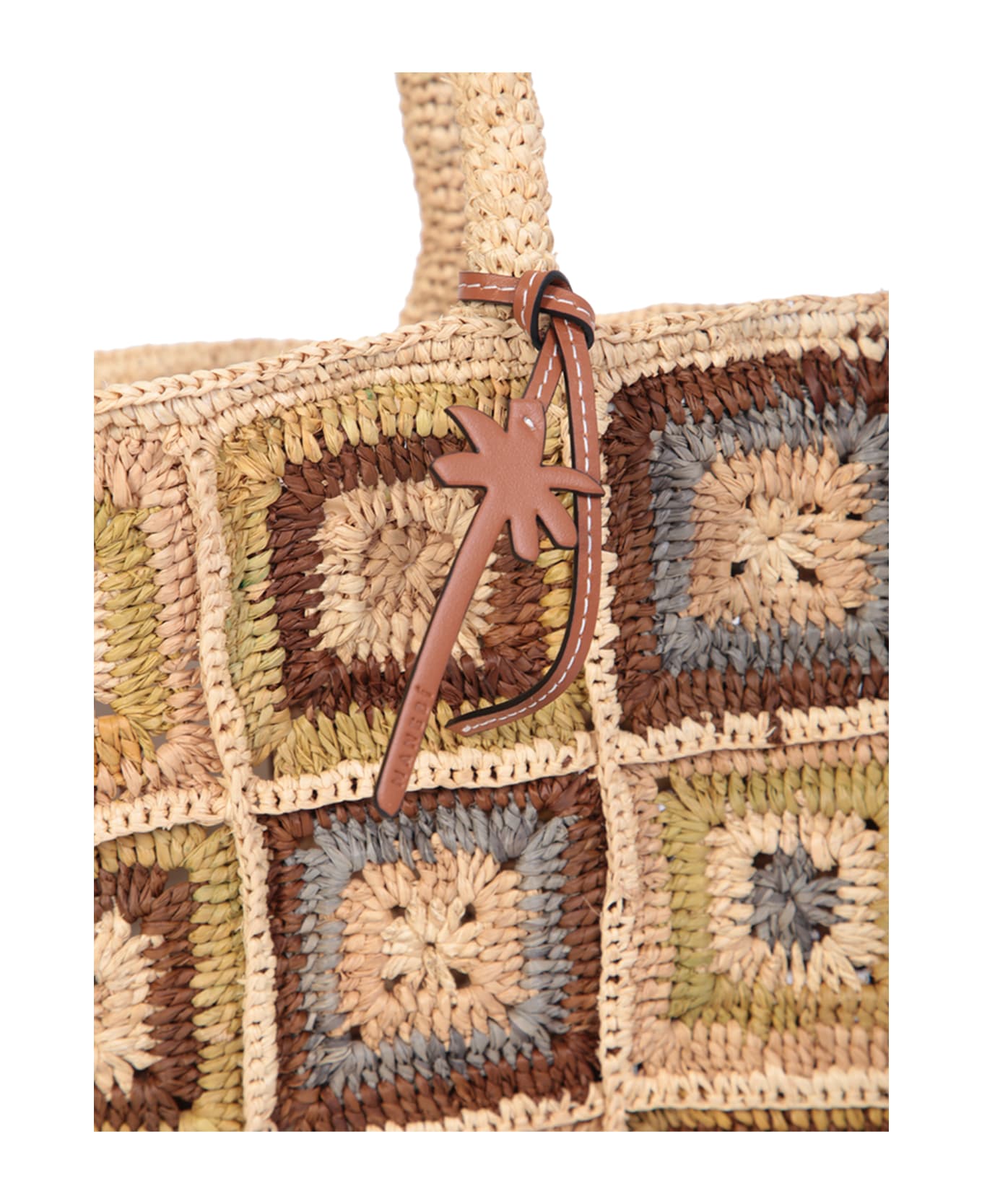 Manebi Sunset Small Crochet Multicolor Bag By Manebi - Beige