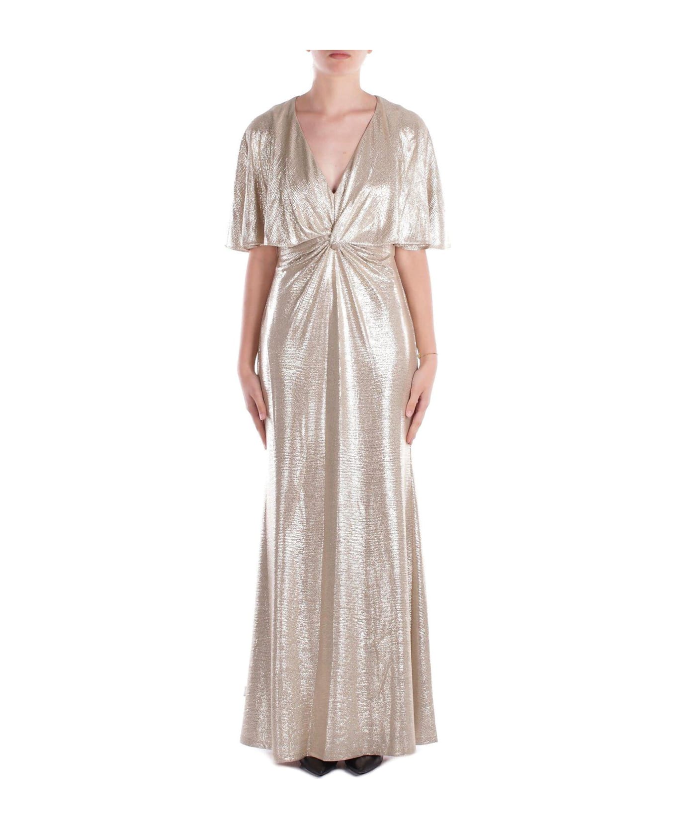 Polo Ralph Lauren V-neck Midi Dress - Tan/gold