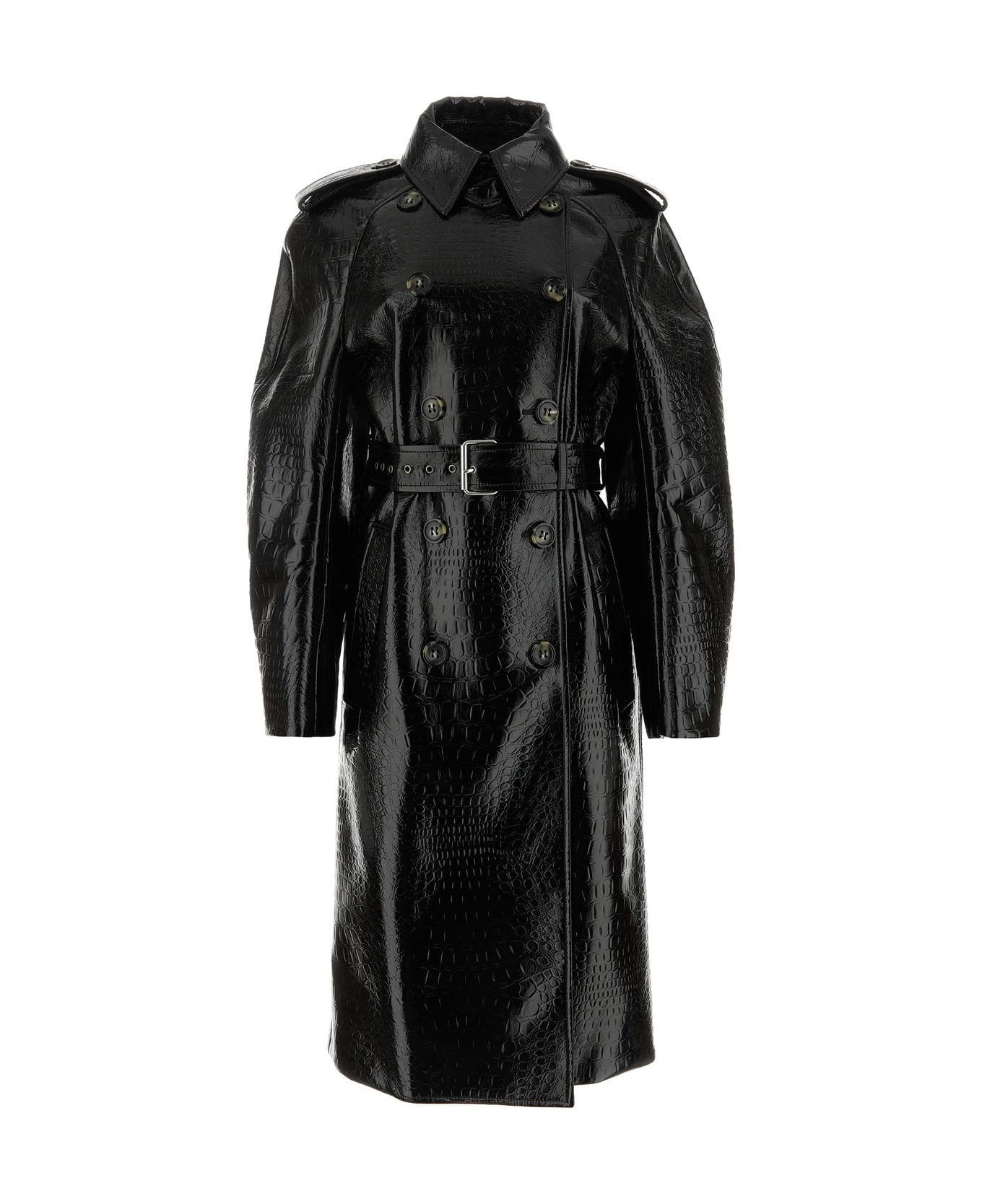 SportMax Black Synthetic Leather Faggi Coat - BLACK