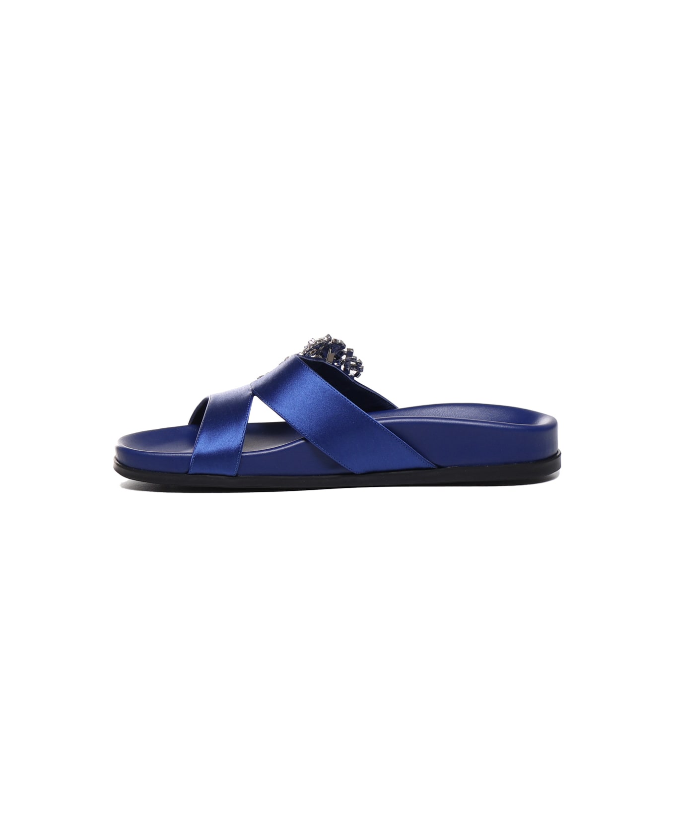 Manolo Blahnik Chilanghi Flat Sandals - Blue satin