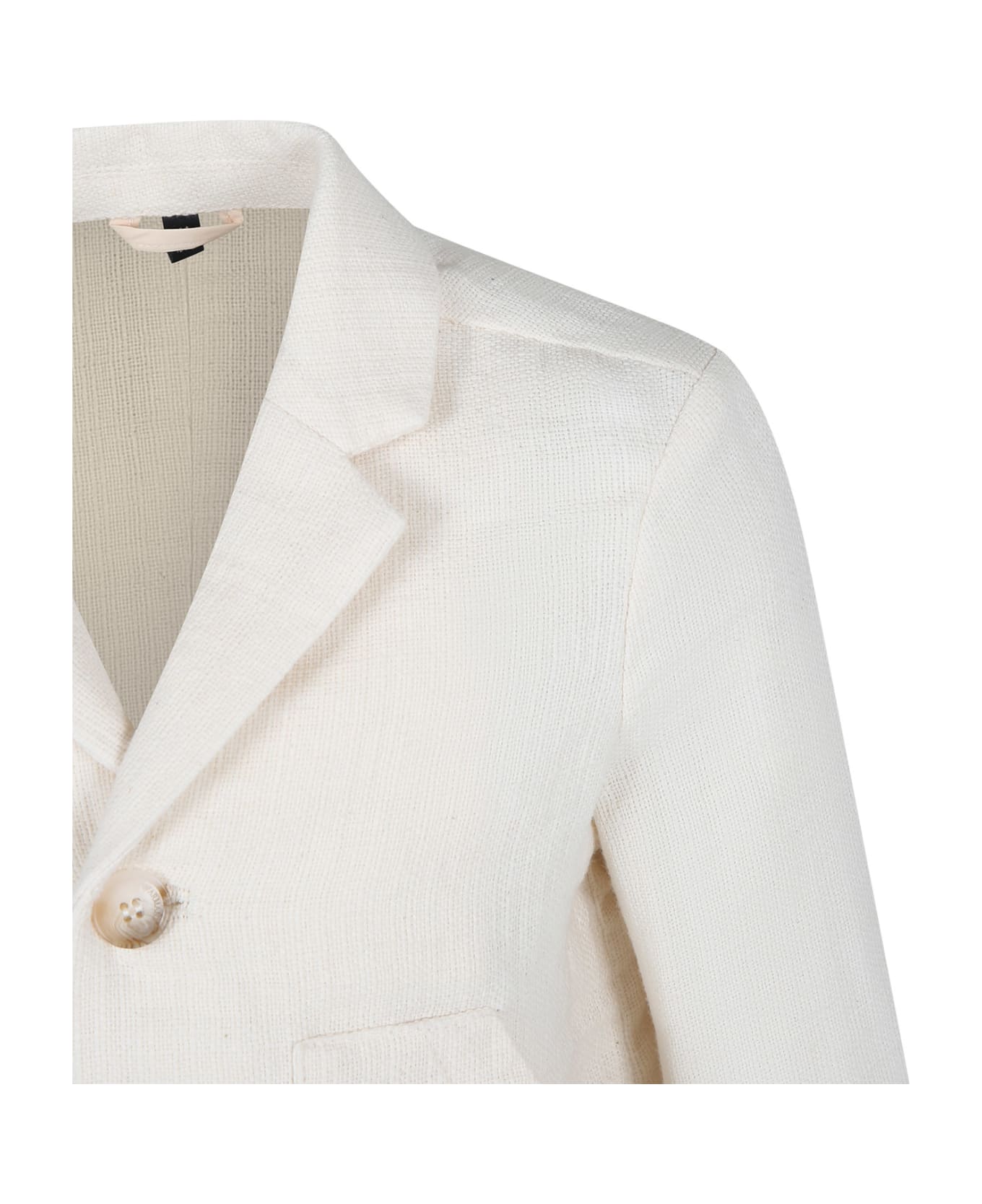 Emporio Armani Ivory Jacket For Boy With Eagle - Ivory コート＆ジャケット