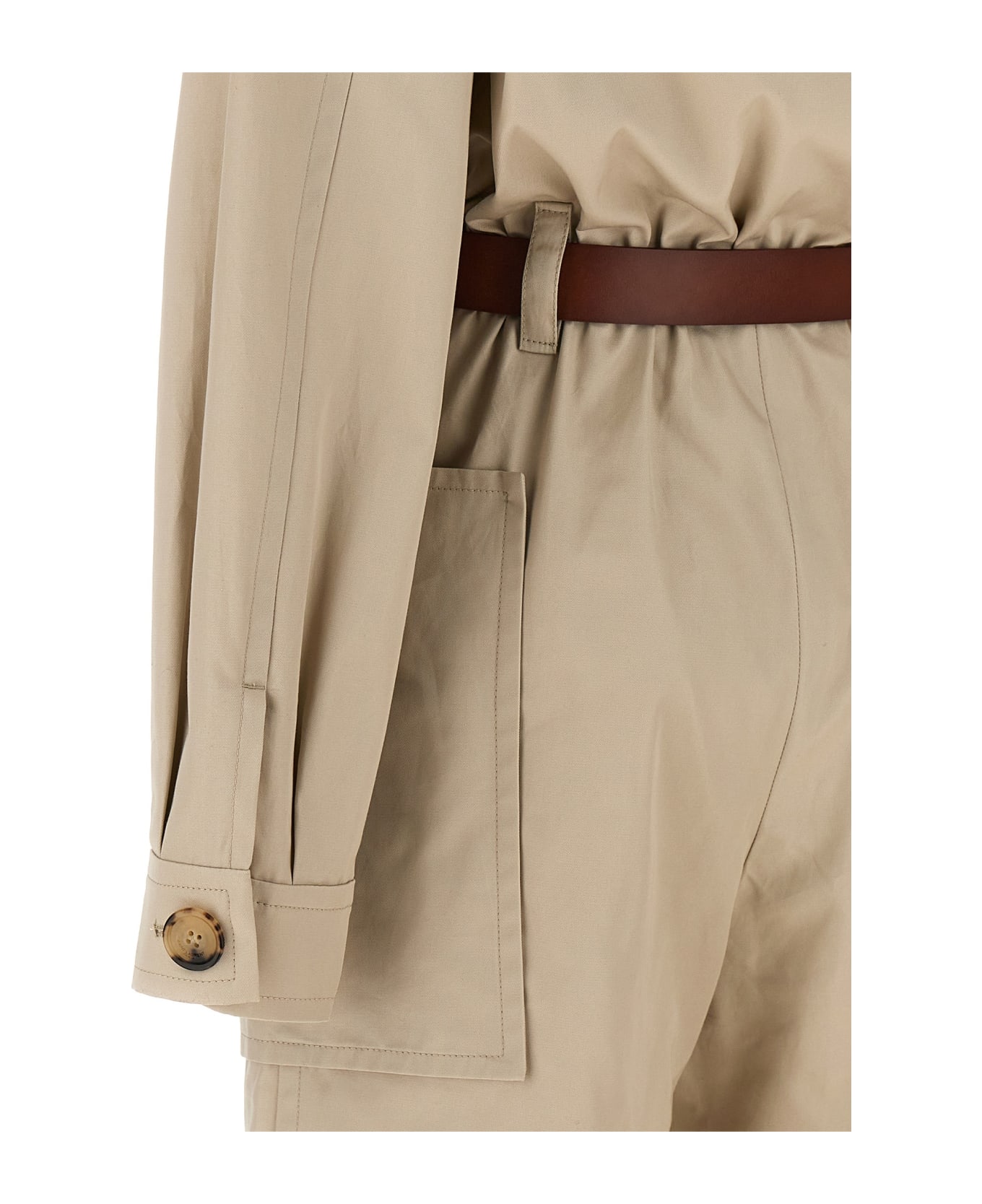 Saint Laurent Twill Belt Jumpsuit - Beige