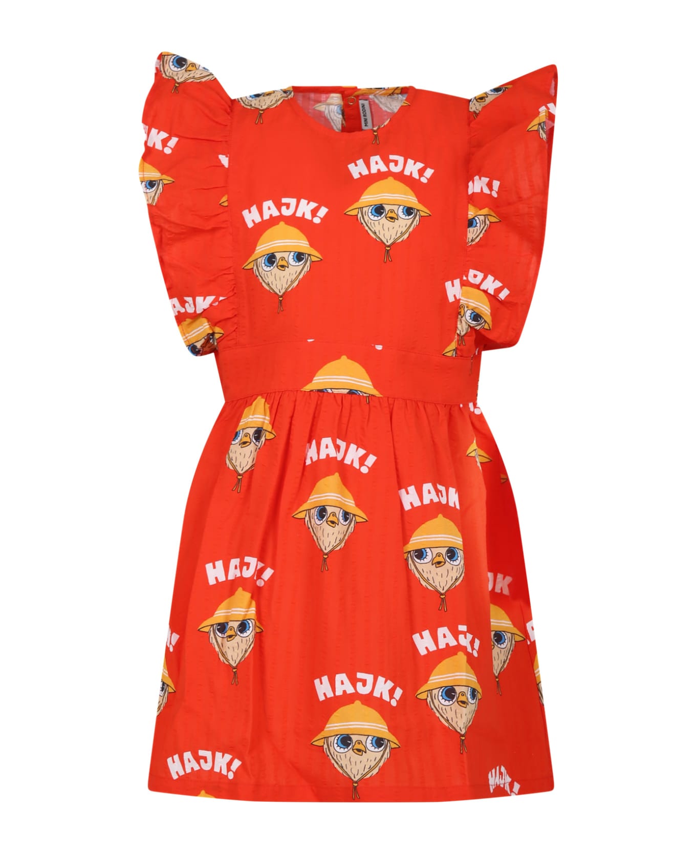 Mini Rodini Red Casual Dress For Girl With Owl - Red
