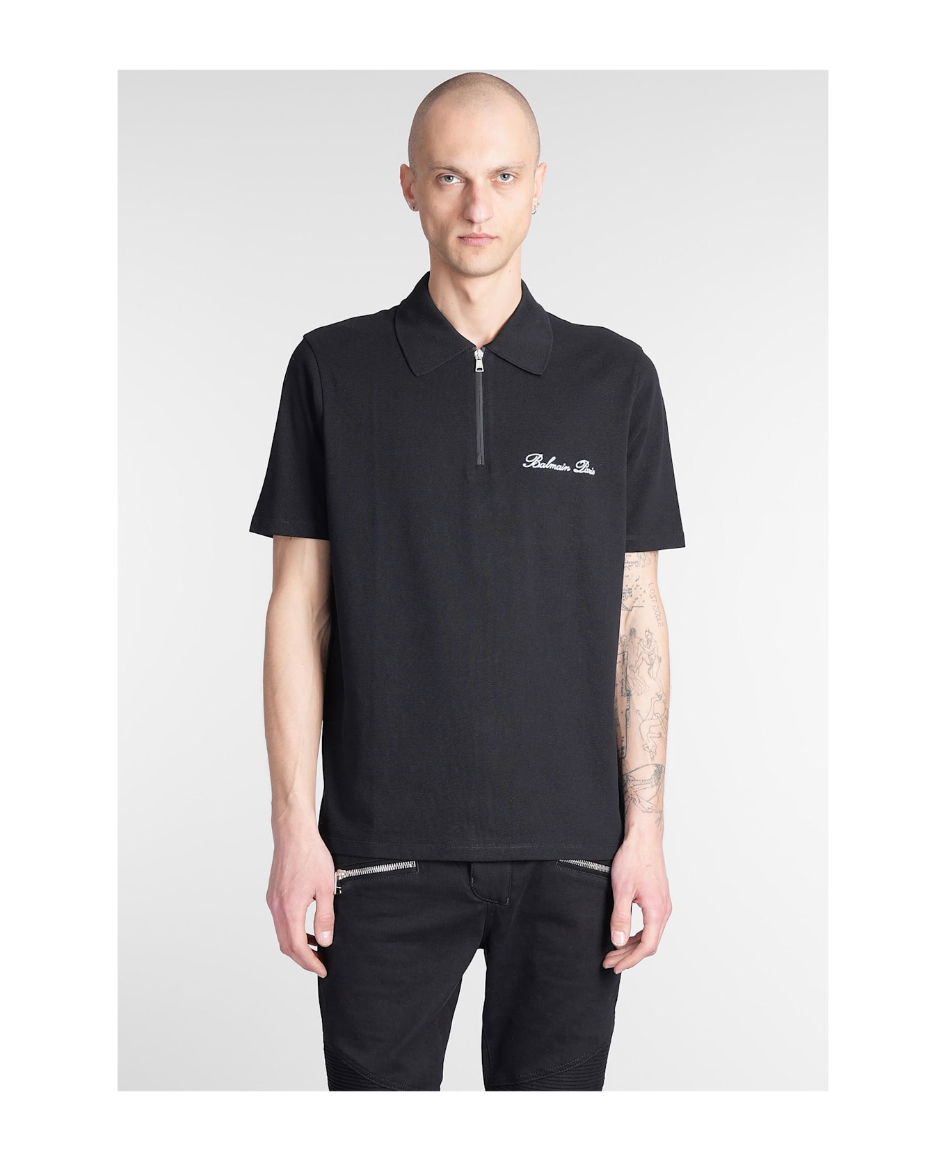 Balmain Polo In Black Cotton - black