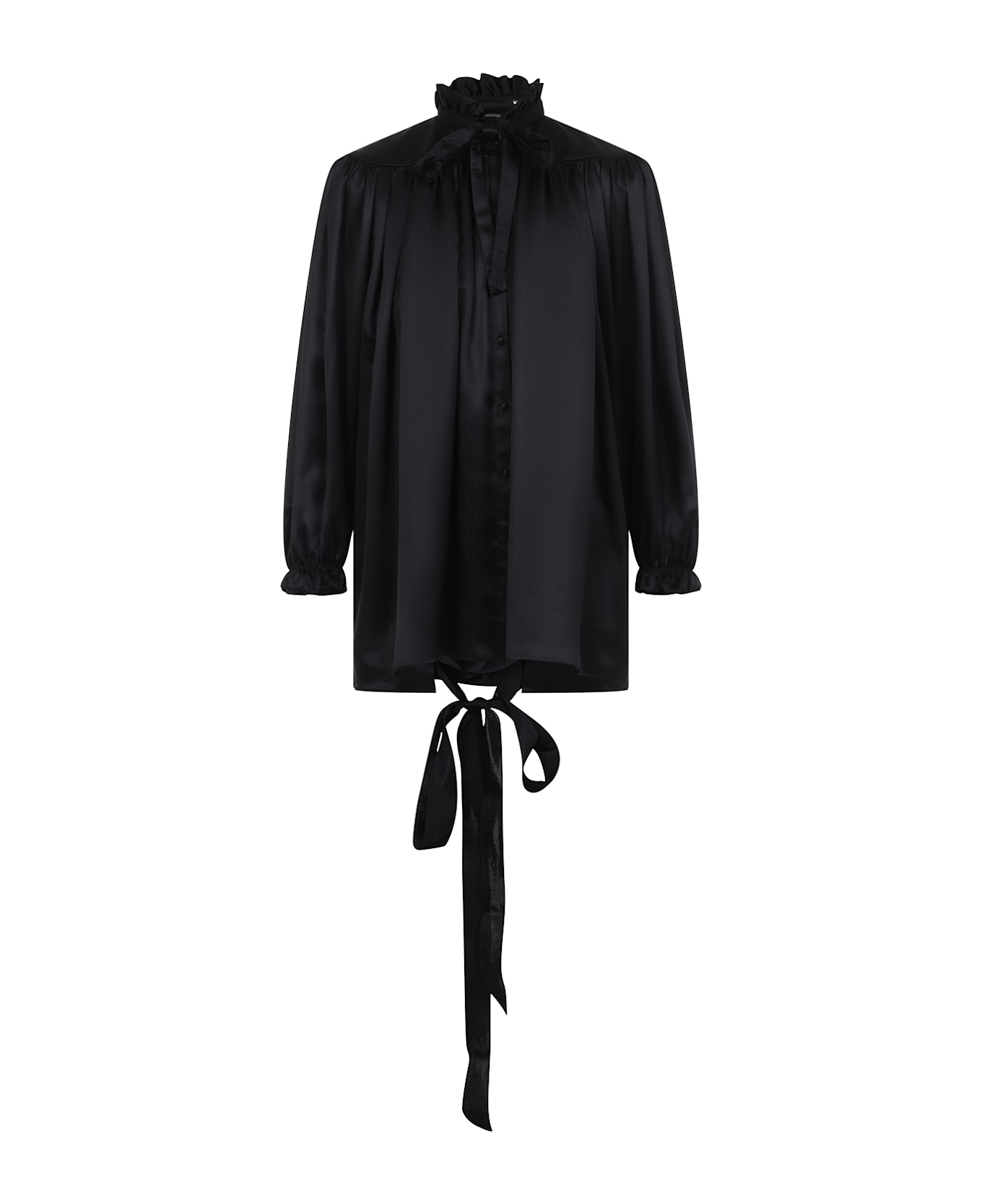 Balenciaga Lace Up Blouse - Black