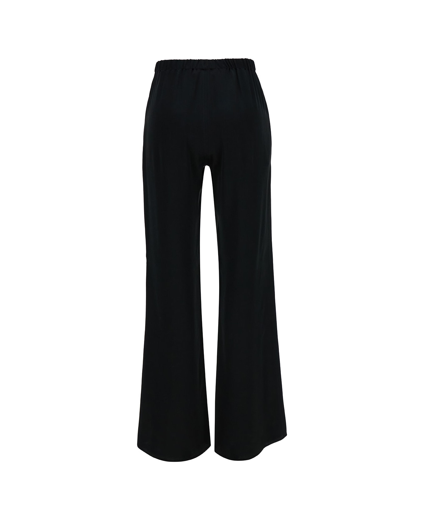 Antonelli Black Loose Pants With Elastic Waistband In Silk Blend Woman - Black ボトムス