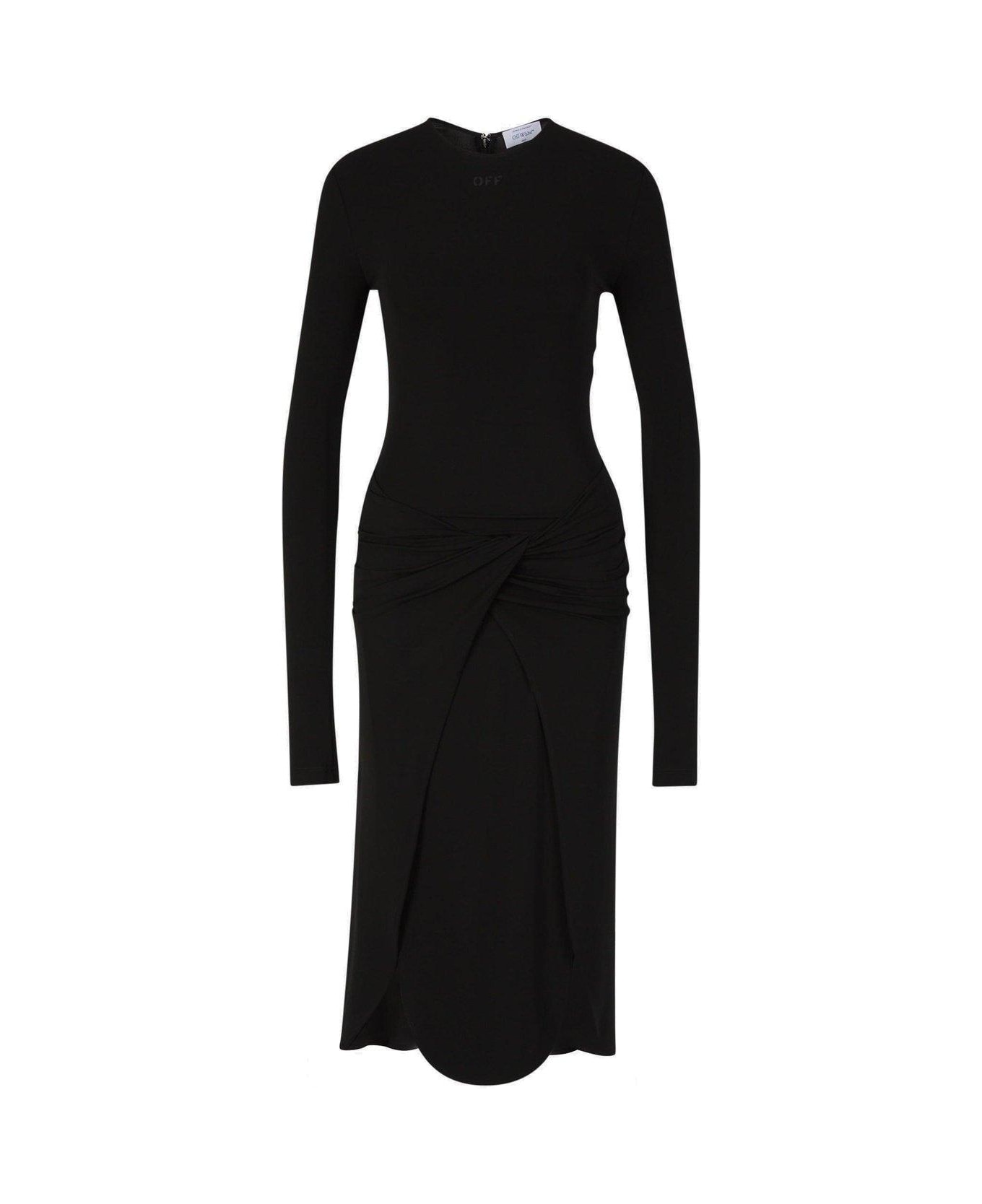 Off-White Twist Detailed Long-sleeved Dress - Nero ワンピース＆ドレス