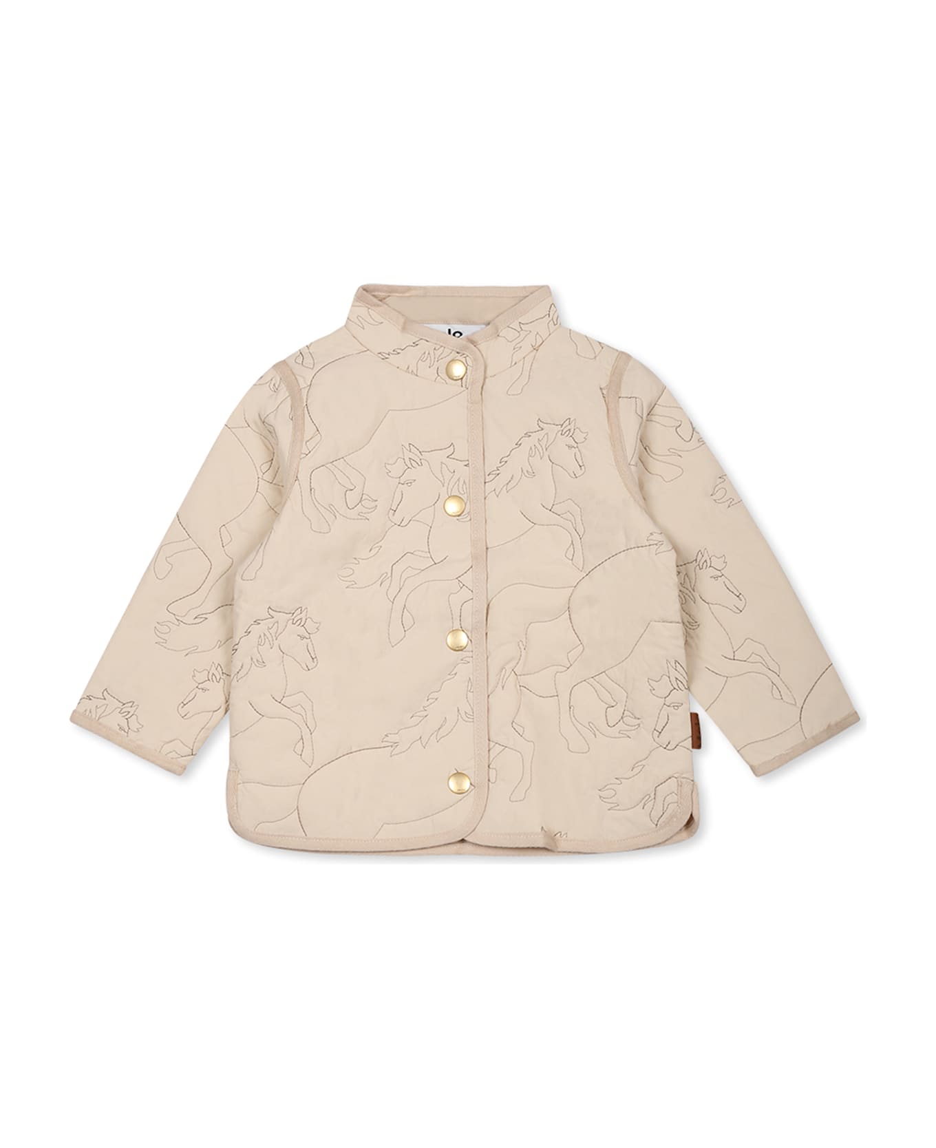 Molo Ivory Down Jacket For Baby Girl With Horses - Ivory