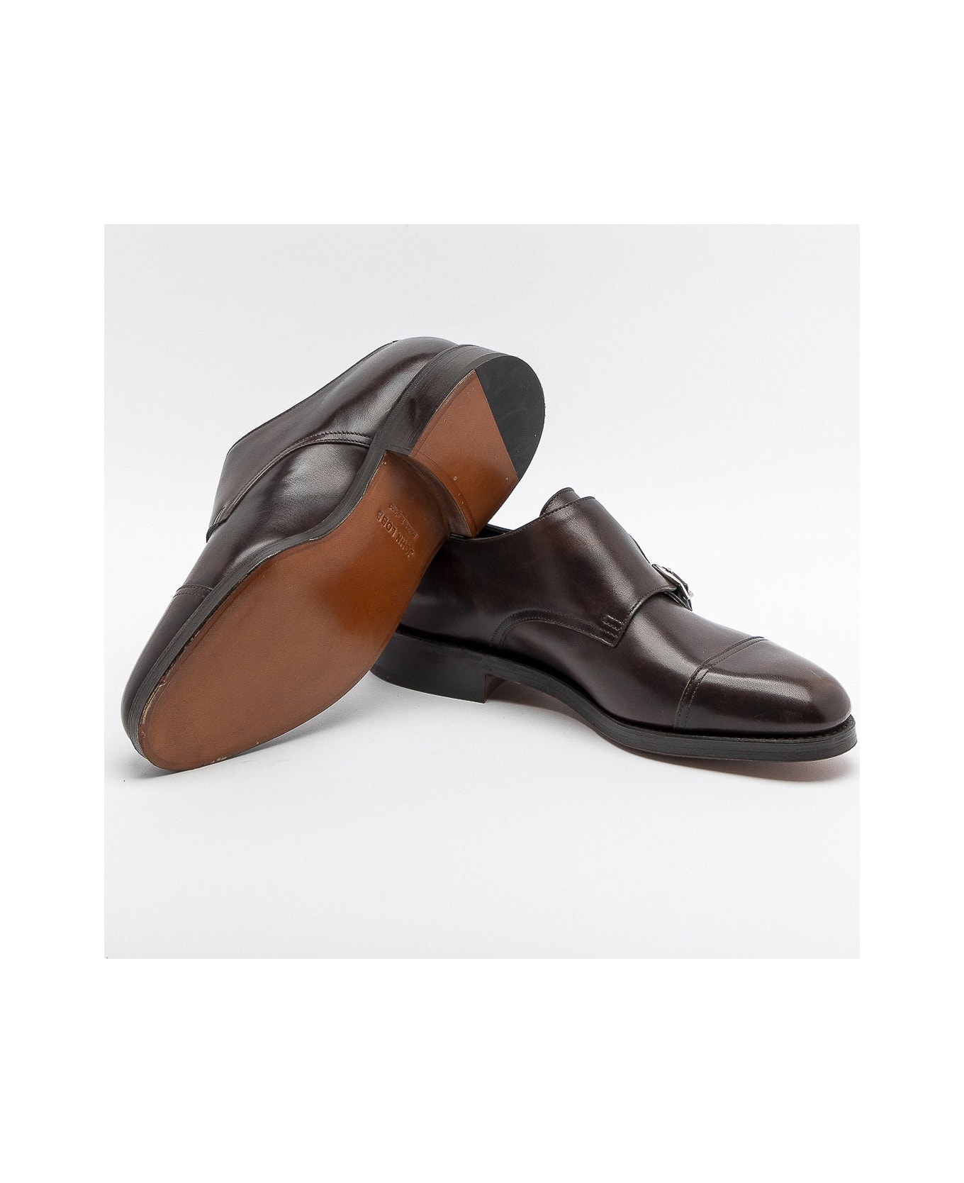 John Lobb William Dark Brown Museum Calf Monk Strap Shoe (fitting E) - Marrone