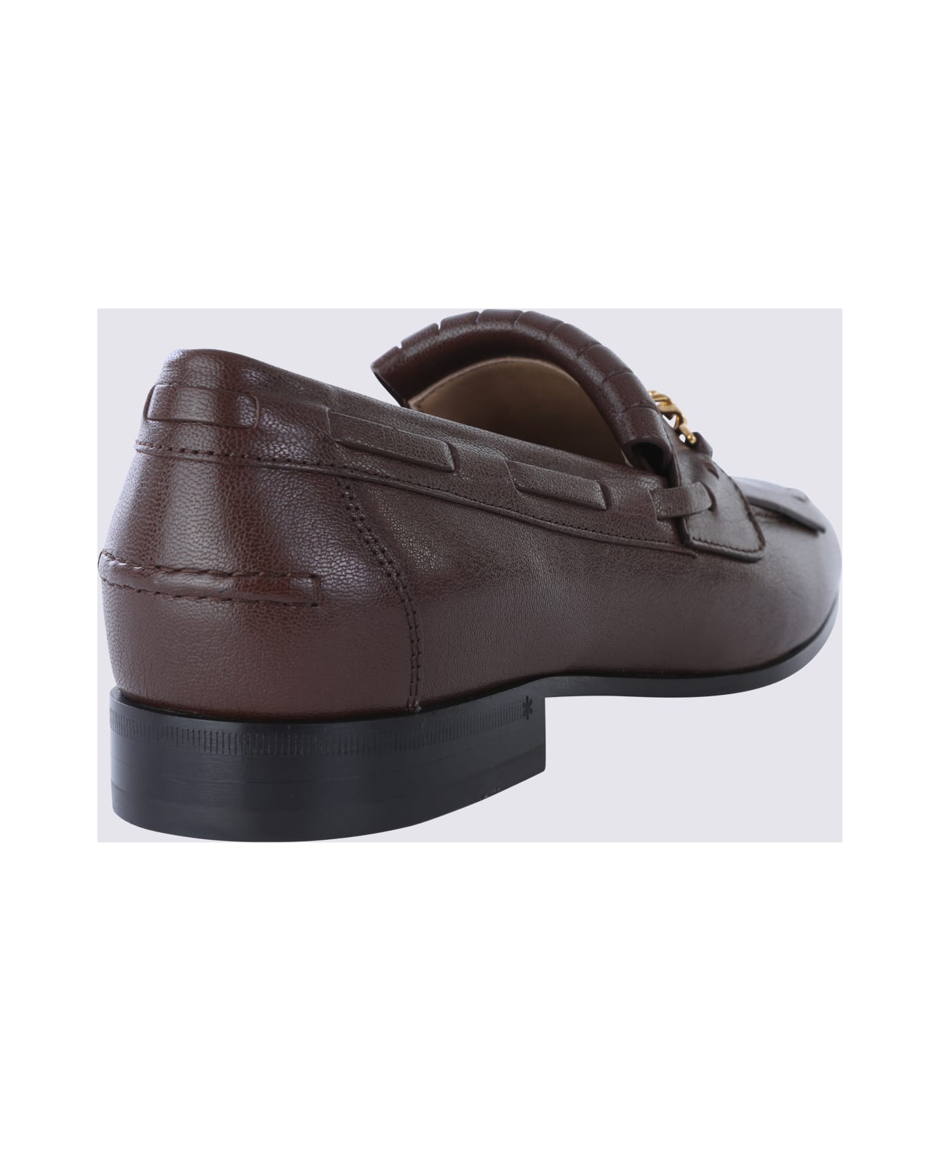 Valentino Garavani Brown Leather Loafers - COFFEE
