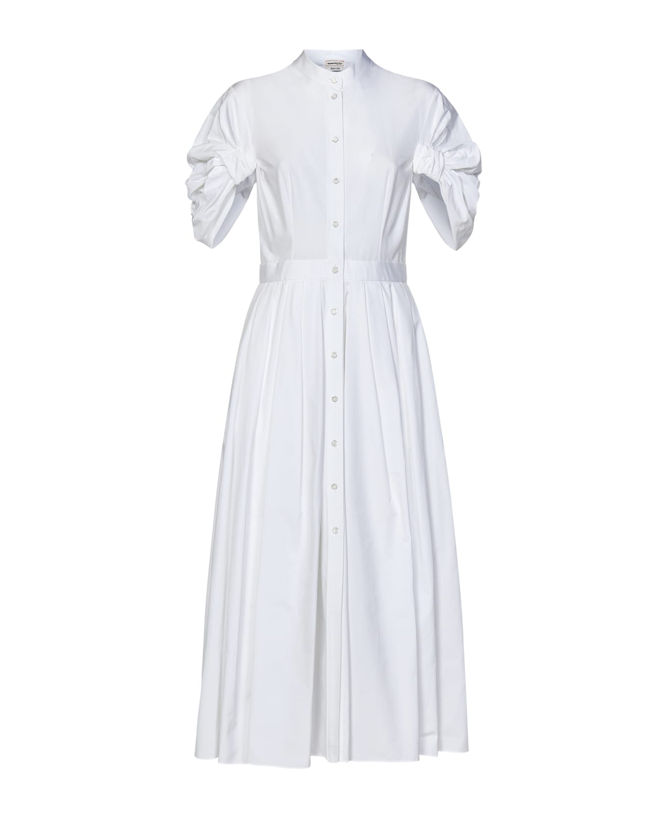 Alexander McQueen Short-sleeved Pleated Dress - White