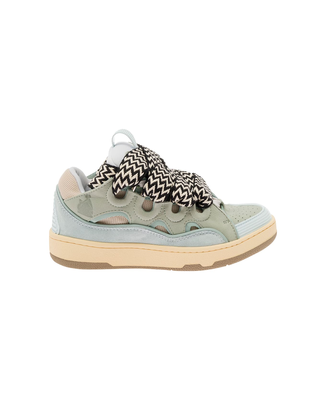 Lanvin 'curb' Multicolor Low-top Sneaker With Oversized Laces In Leather Woman - Light blue
