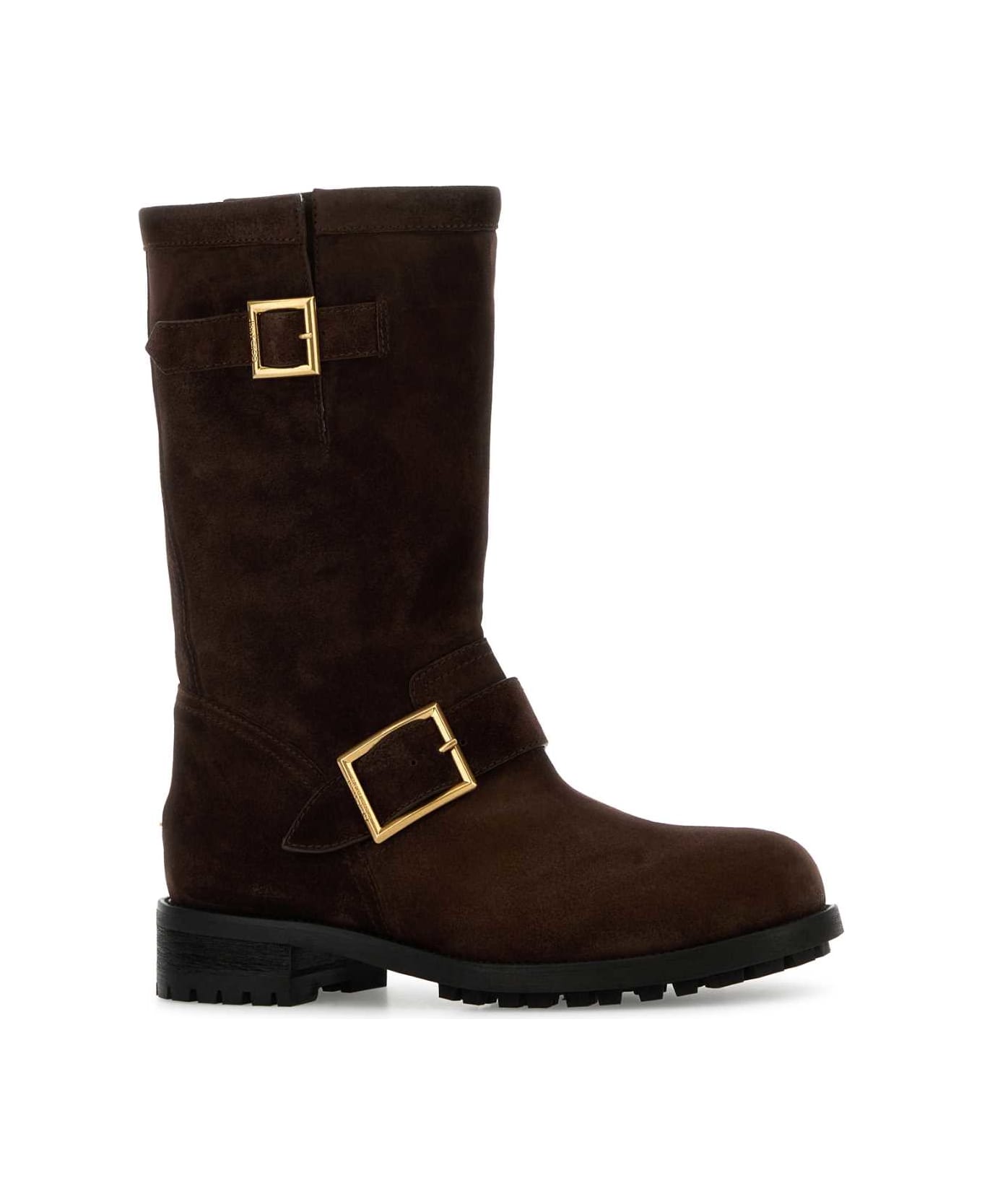 Jimmy Choo Chocolate Suede Biker Ankle Boots - CHOCOLATE
