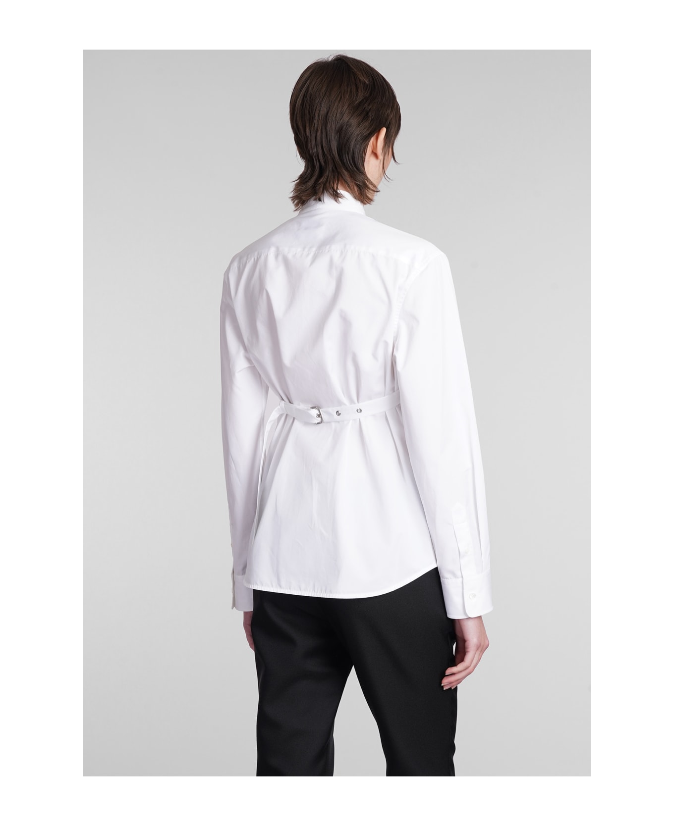 Off-White Cross-collar Curved Hem Shirt - white シャツ