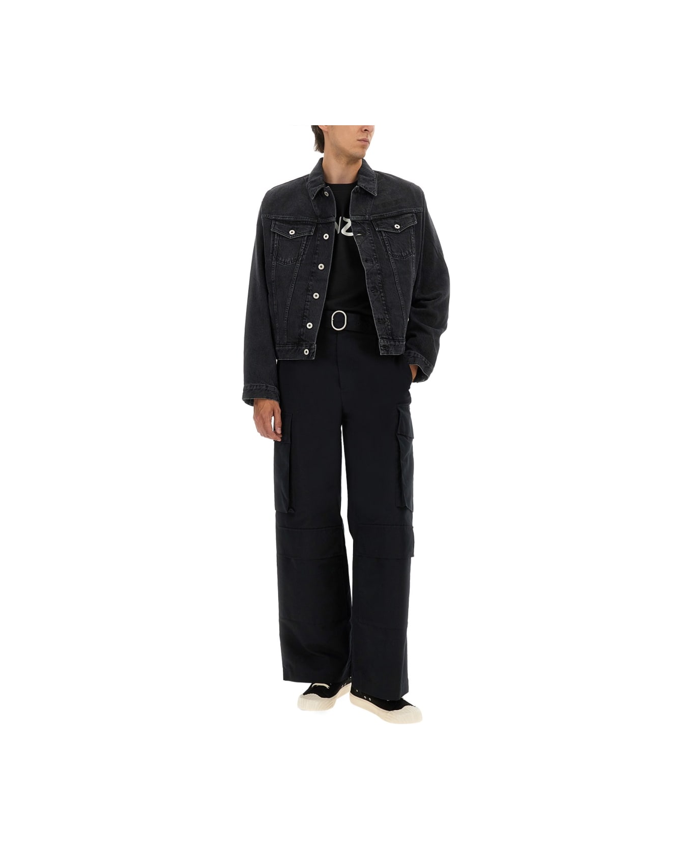 Kenzo Truker Jacket With "boke Flower" Embroidery - GREY