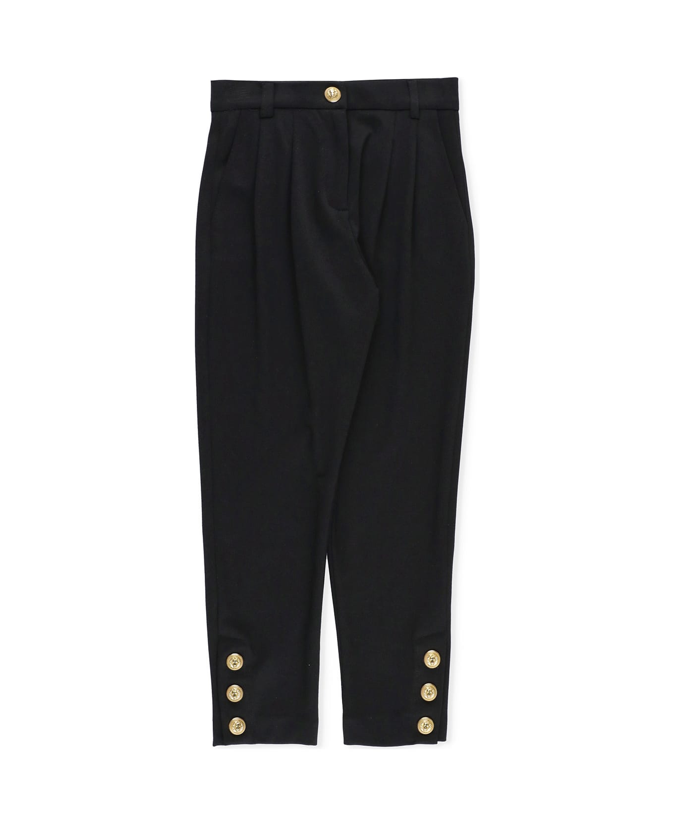 Balmain Pants With Loged Buttons - Black