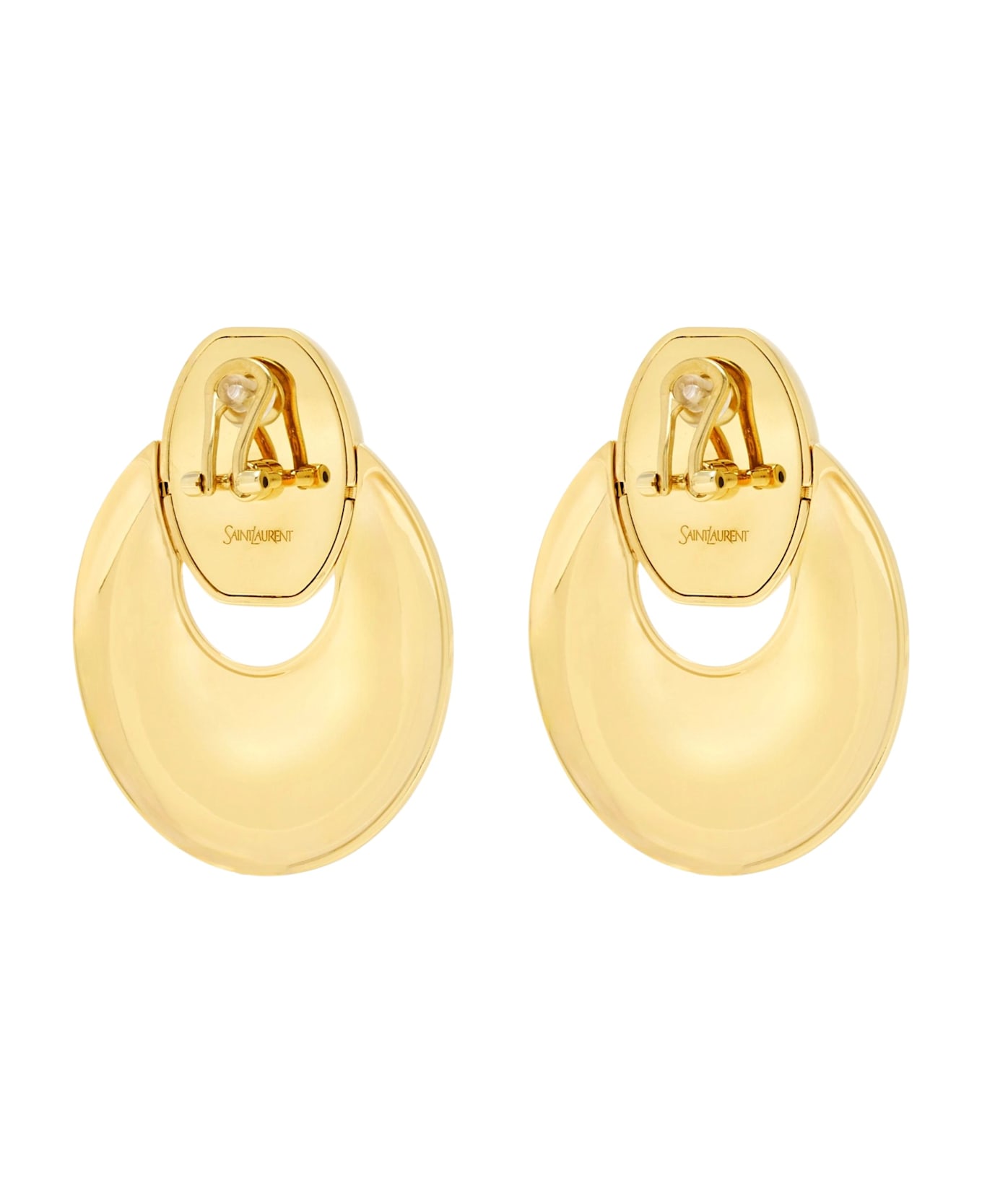 Saint Laurent Rhinestone Disc Earrings - Golden
