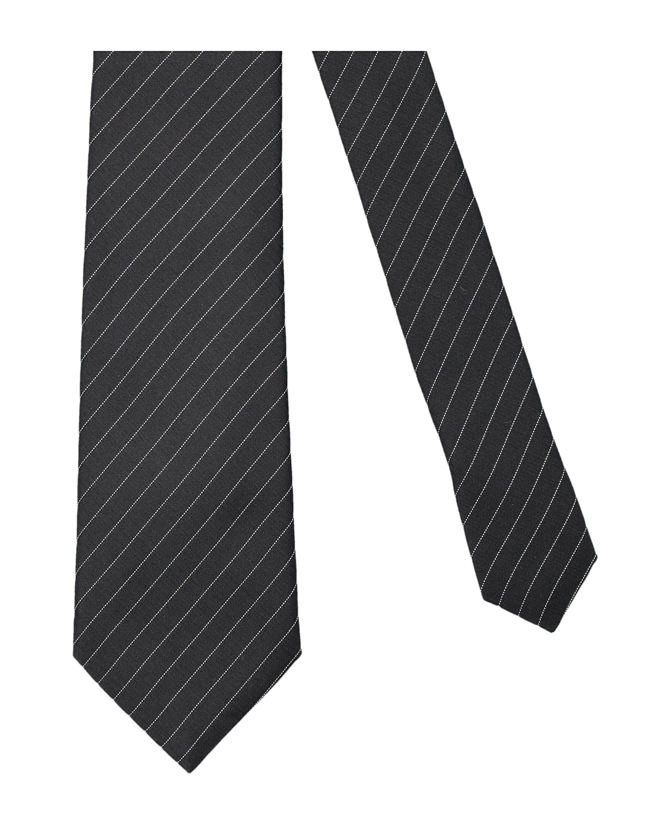 Saint Laurent Striped Tie - BLACK IVORY