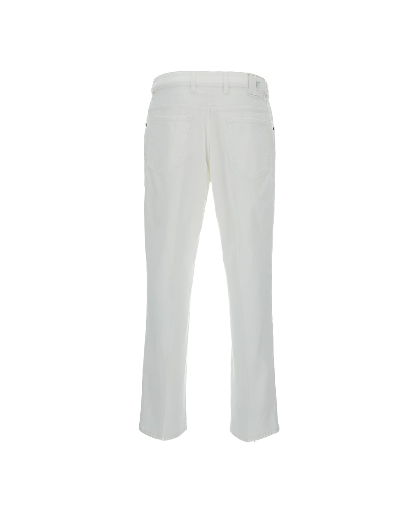 PT Torino White Tapered Leg Jeans In Cotton Blend Man - White