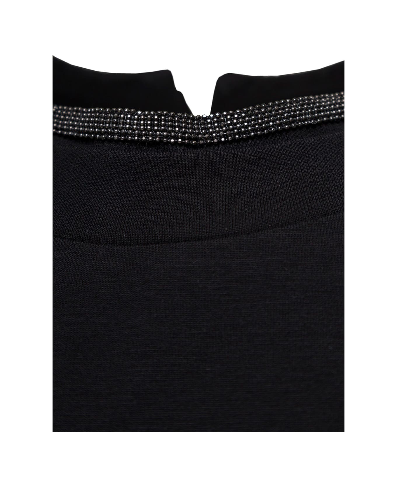 Brunello Cucinelli T-shirt With Monile Detail In Cotton - Black