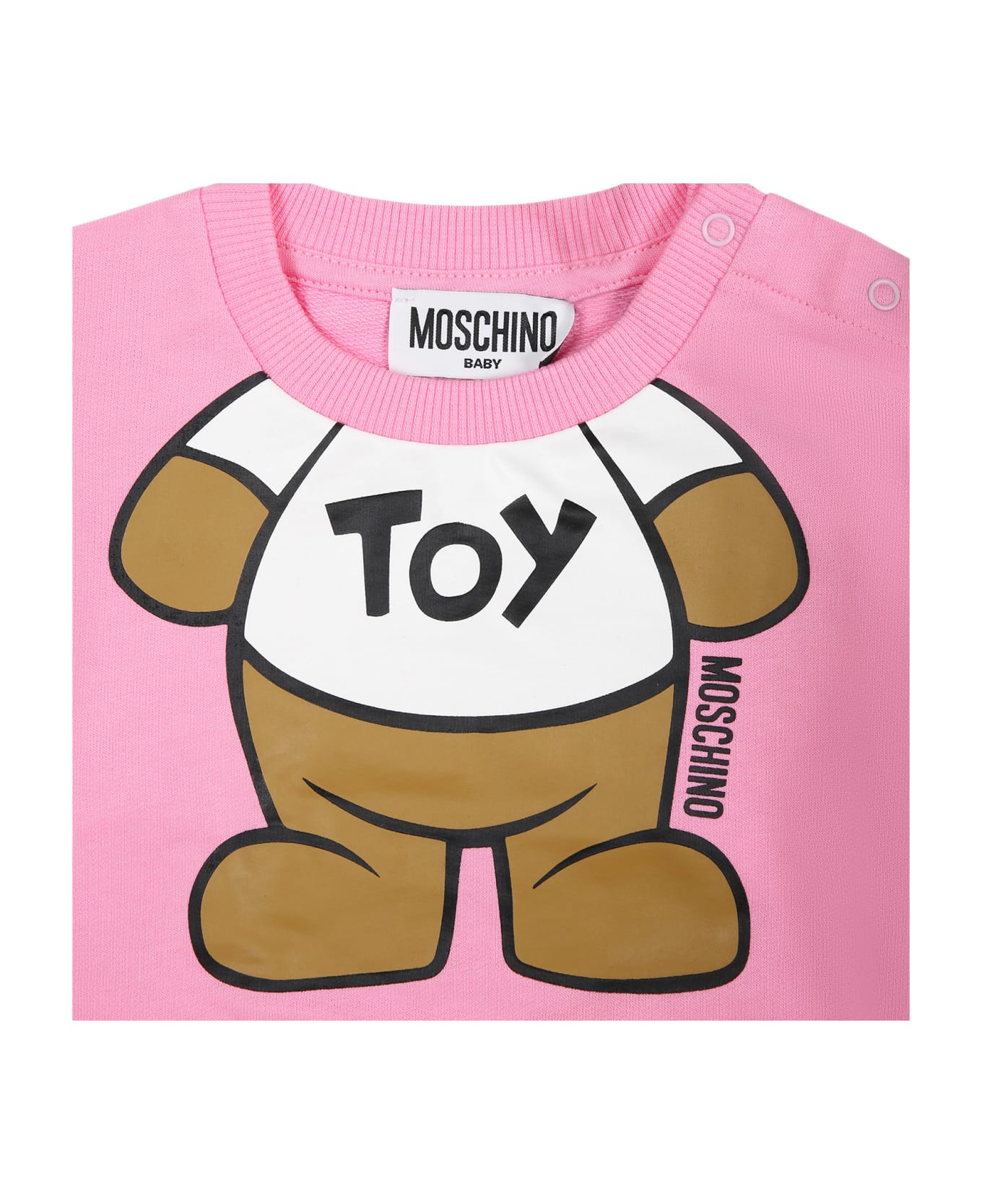 Moschino Pink Sweatshirt For Baby Girl With Teddy Bear - Pink