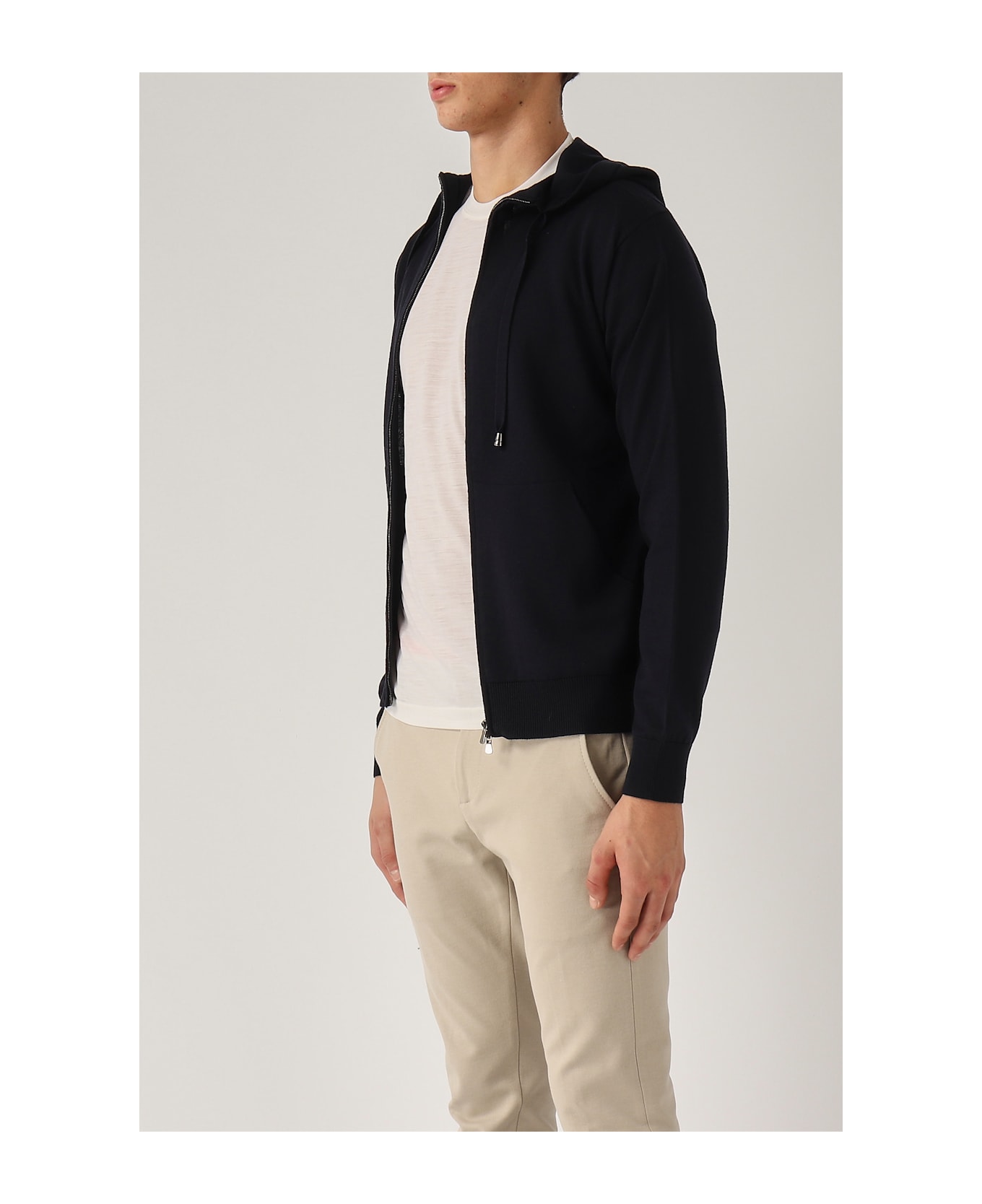 Filippo De Laurentiis Full-zip Con Cappuccio Merinos Hoodie - NAVY