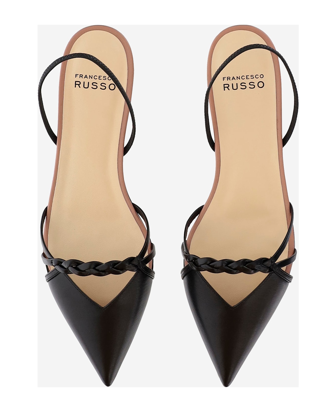 Francesco Russo Flat Leather Pumps - Black