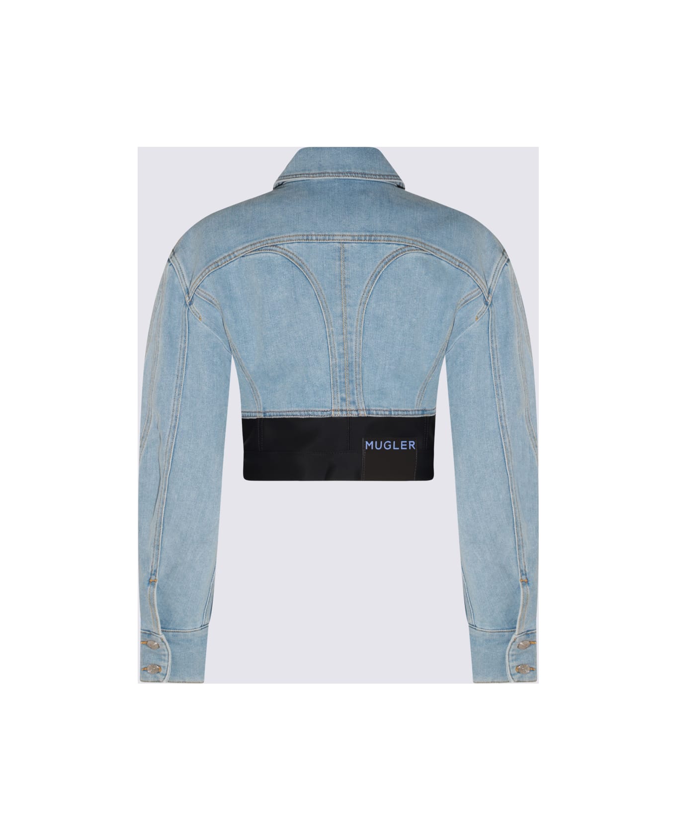 Mugler Light Blue Cotton Denim Jacket - LIGHT BLUE/BLACK ジャケット