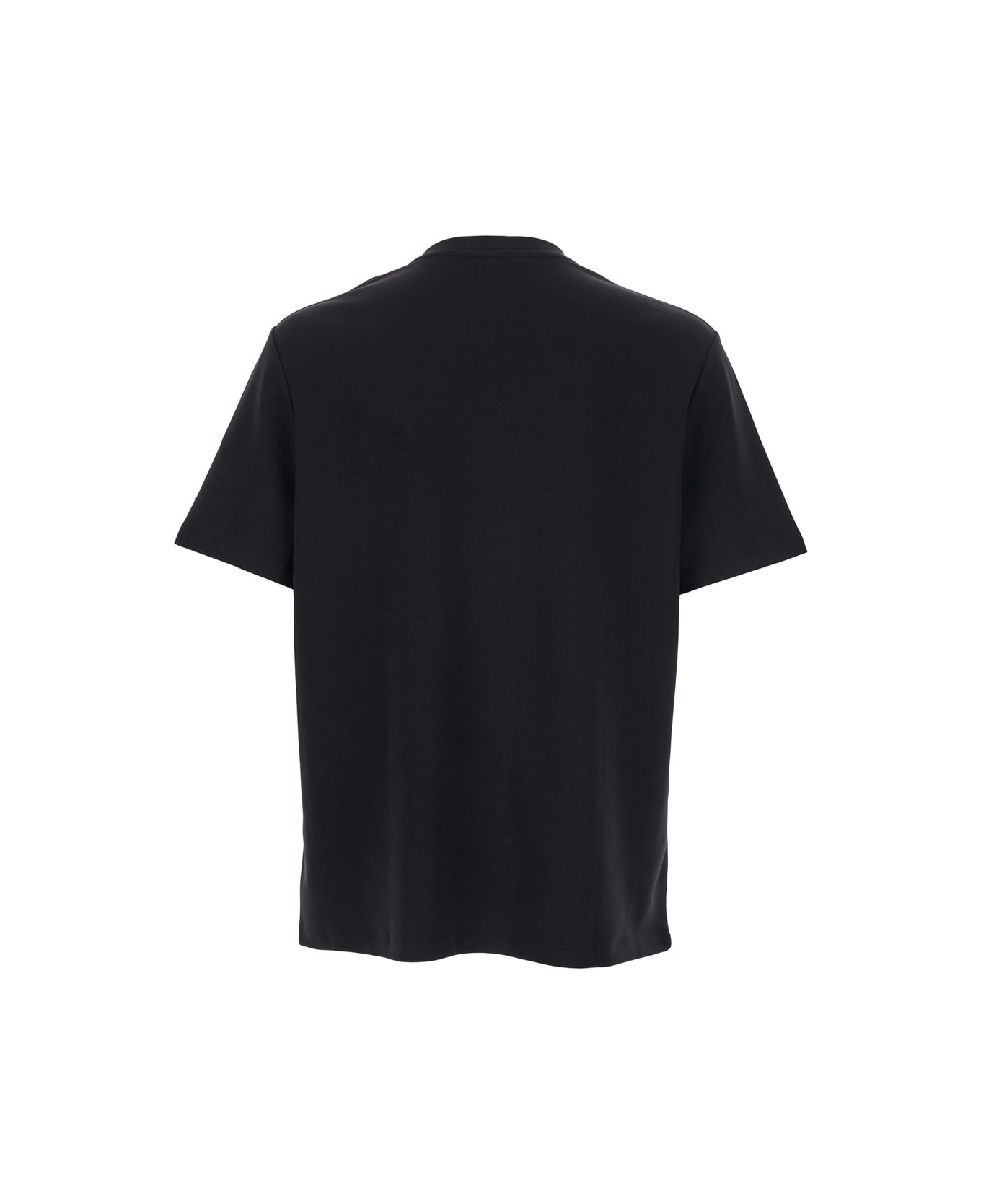Balmain Black Crewneck T-shirt With Logo Print On The Front In Cotton Man - Eab Noir Blanc