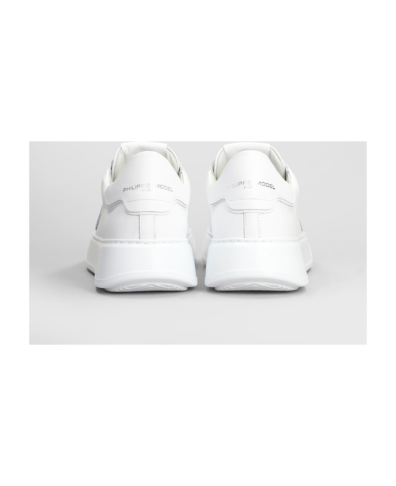 Philippe Model Temple Low Sneakers In White Leather - white