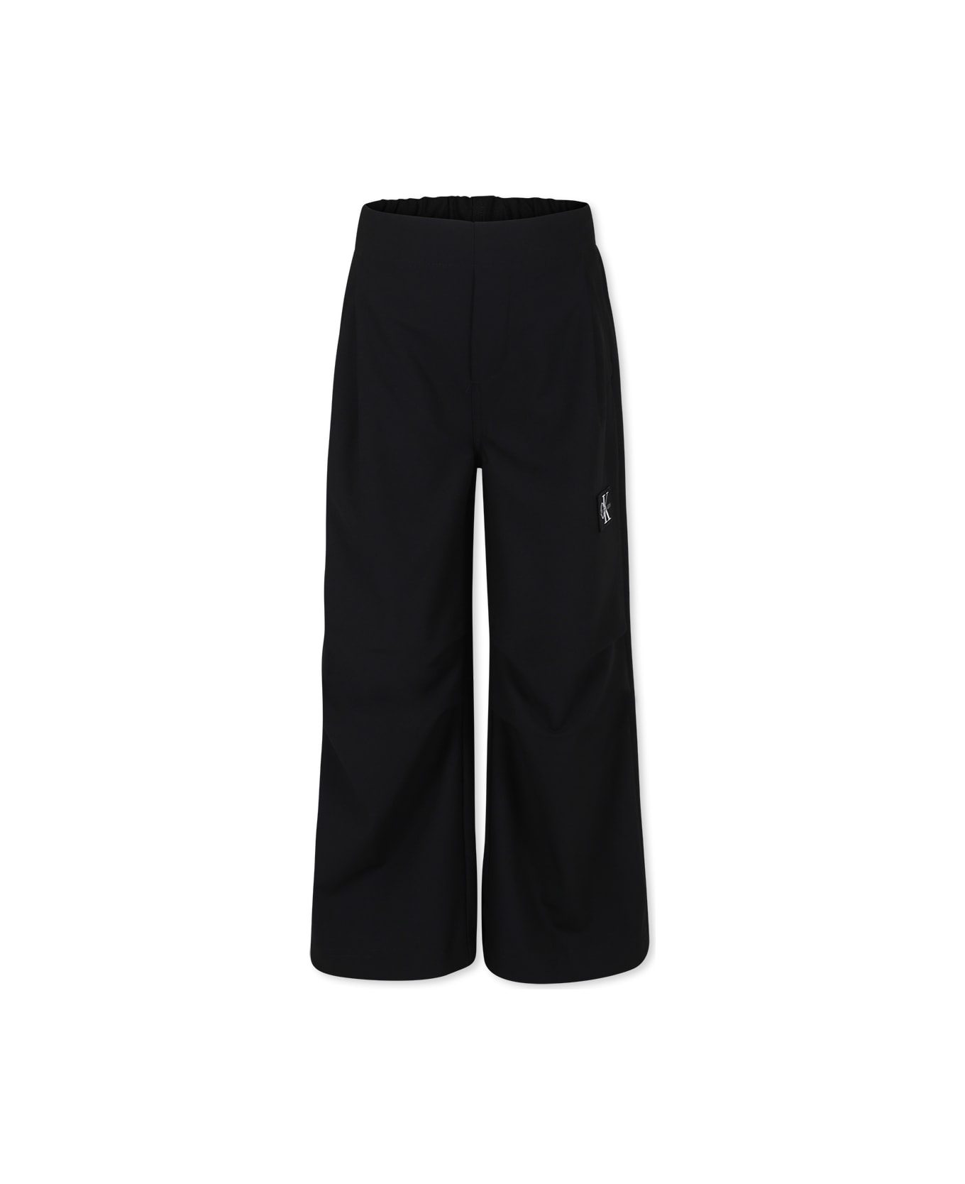 Calvin Klein Black Trousers For Girl With Logo - Black