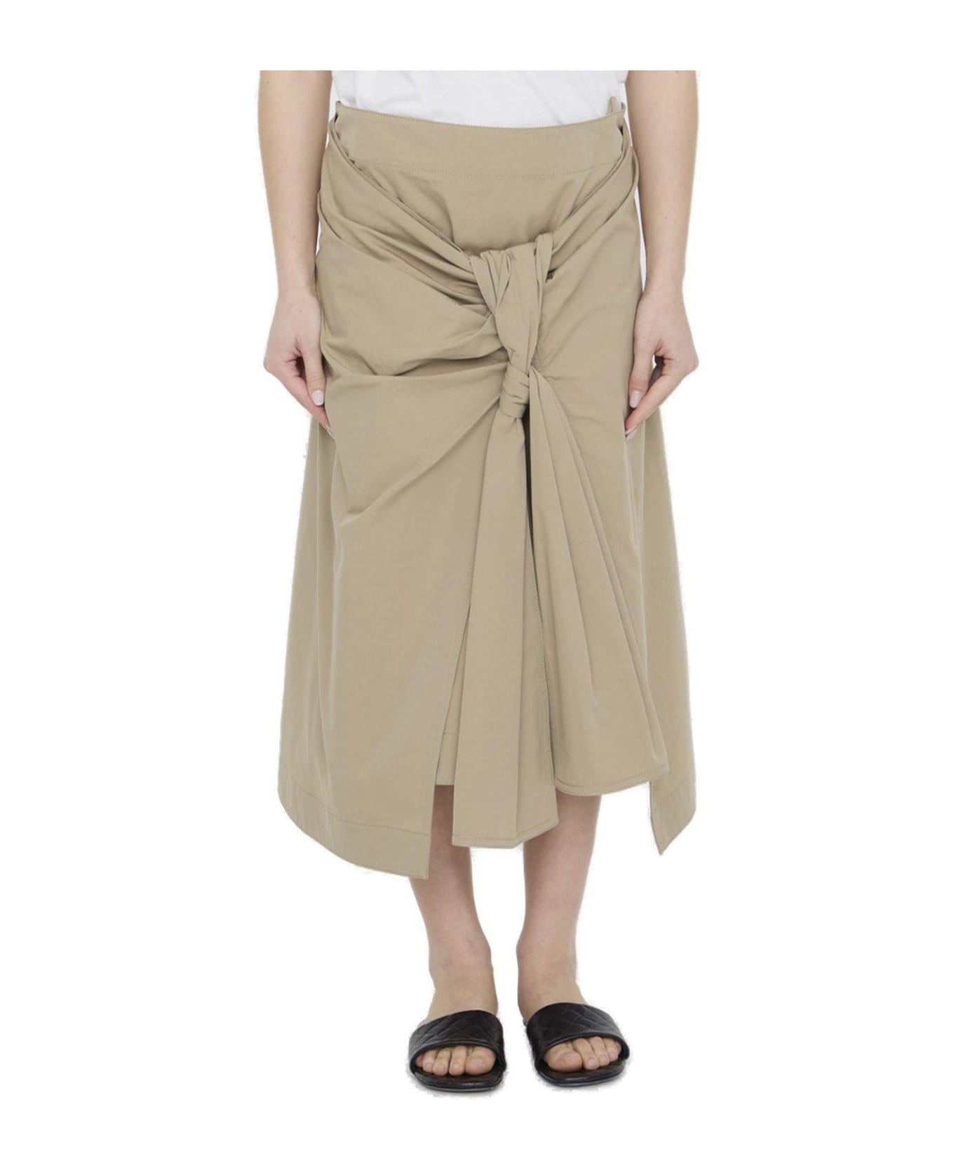 Bottega Veneta Asymmetric Hem Midi Skirt - Beige スカート